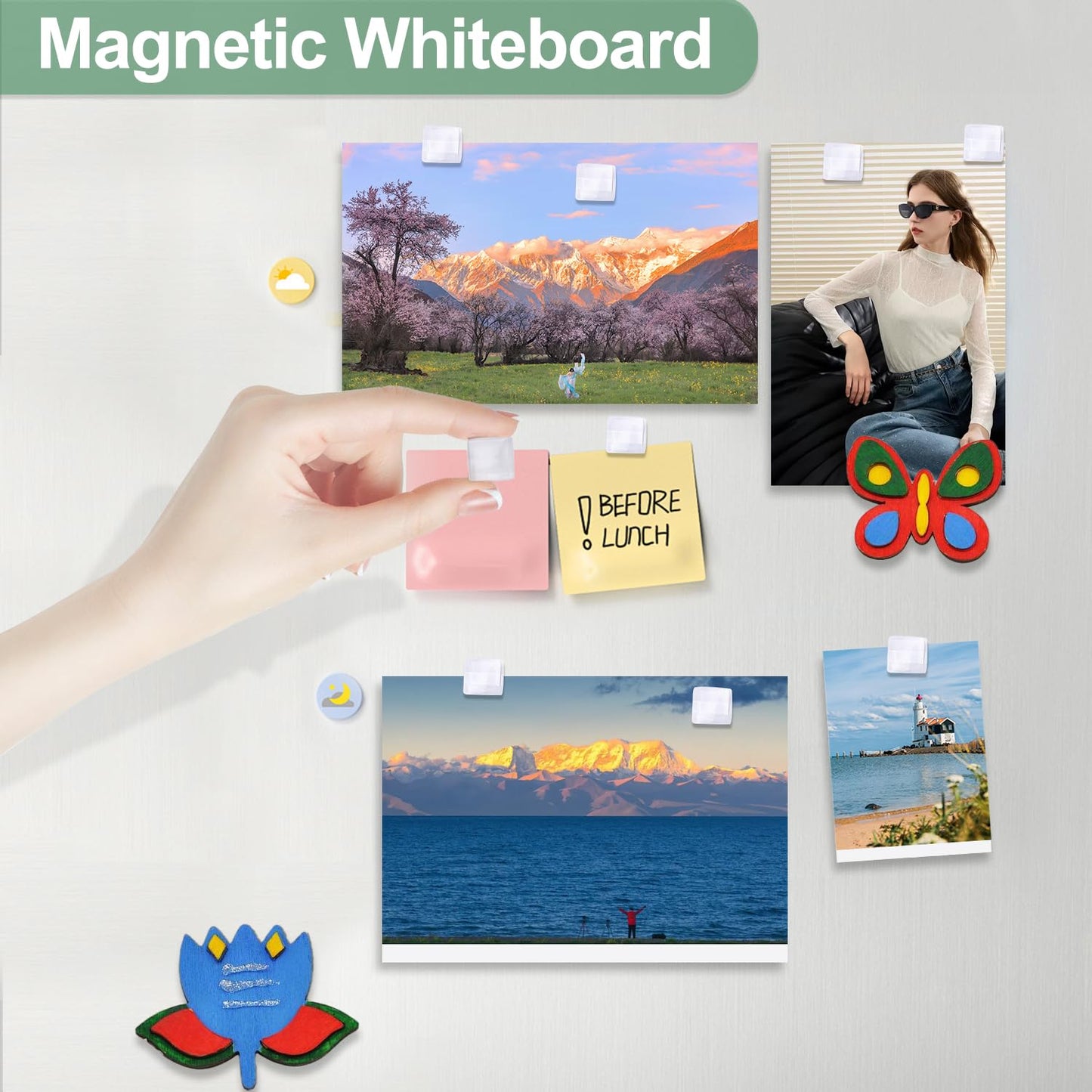 30Pcs Fridge Magnets，Cute Glass Decorative Magnets ，Refrigerator Magnets,Whiteboard Magnets, Strong Holding Power,White