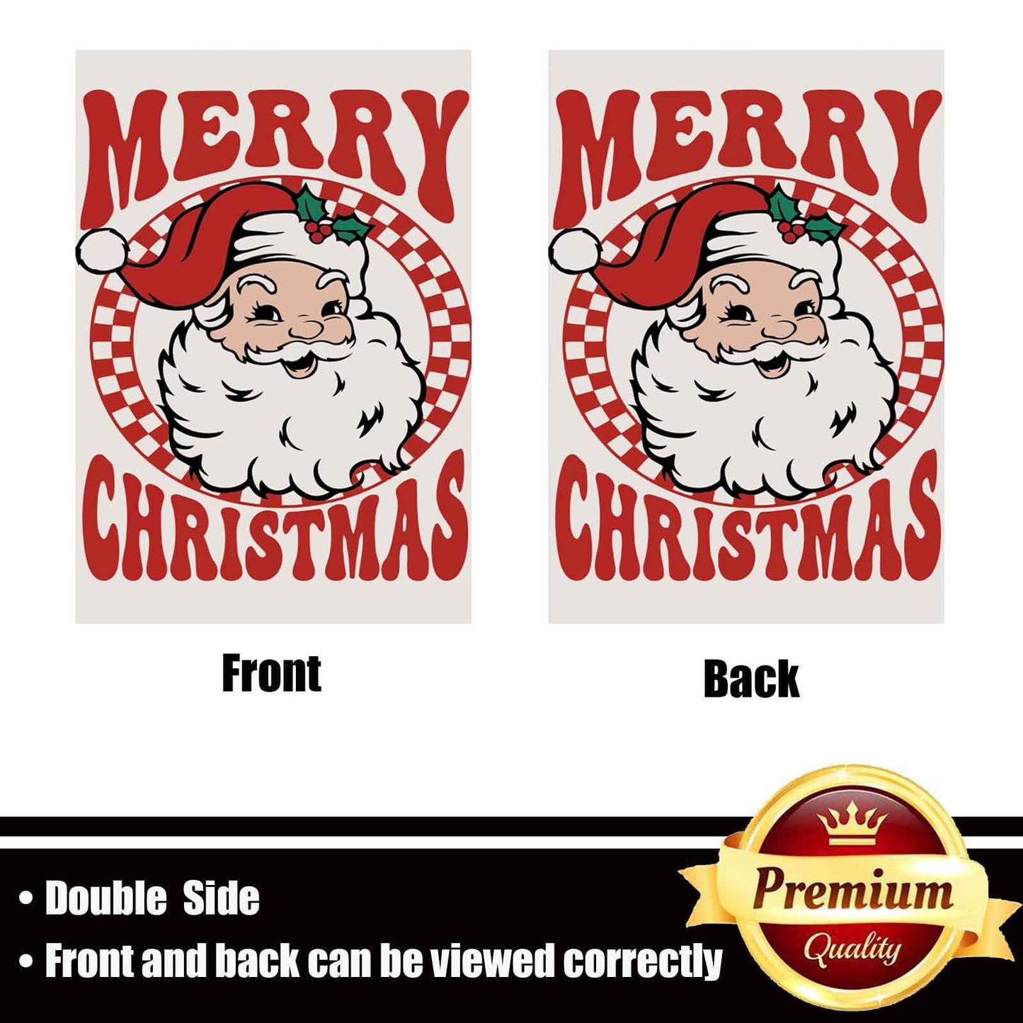 Merry Christmas Garden Flag 12x18 inch Outdoor-Double Sided Christmas Santa Claus Flag Vivid Color Polyester Yard Flags