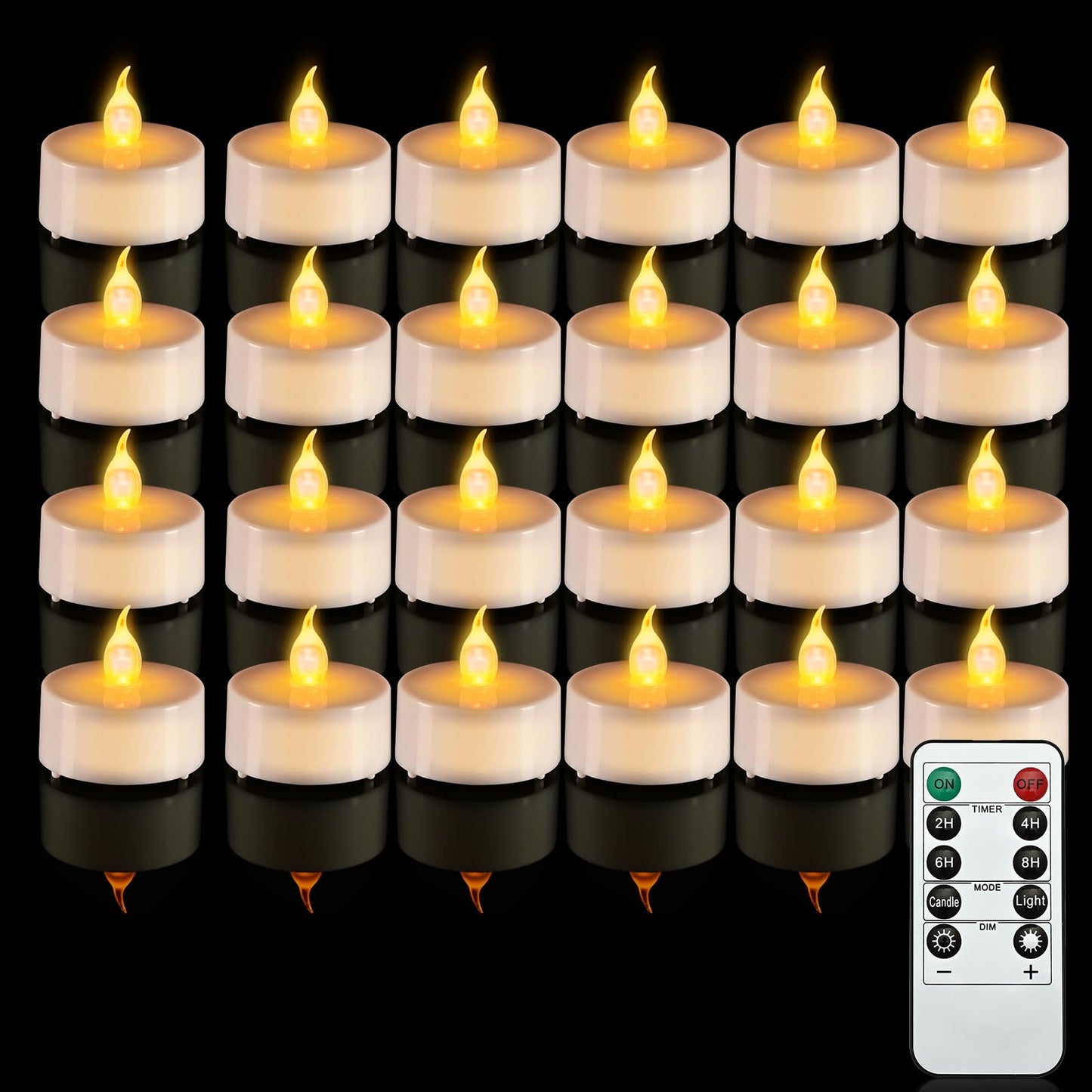 JOSU 24PCS Flameless Tea Lights Candles with Remote Timer, LED Battery Operated Candle for Engagement Wedding Centerpiece Table Decorations, Tealight Candles for Home Patio Farmhouse Porch Party Decor
