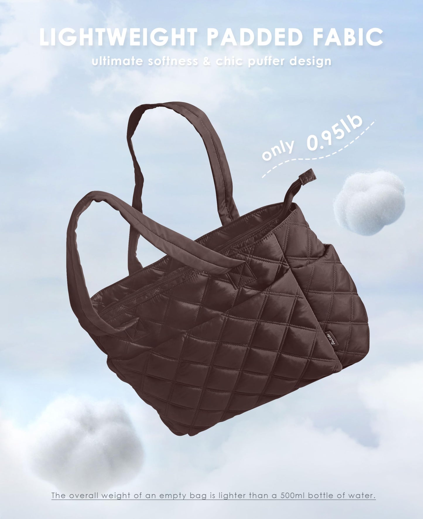 Uselike Tote Bag for Women, Lightweight Puffer Tote Work Bags with Compartments for Travel, Quilted Shoulder Bag with Zipper