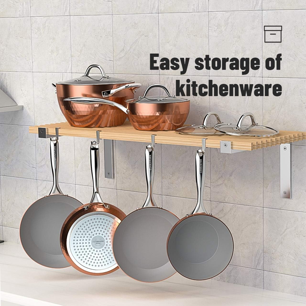 COOKSMARK 10-Piece Diamond Nonstick Ceramic Induction Cookware Set Scratch-Resistant Pots and Pans Set with Lids, Dishwasher Safe Oven Safe, Copper