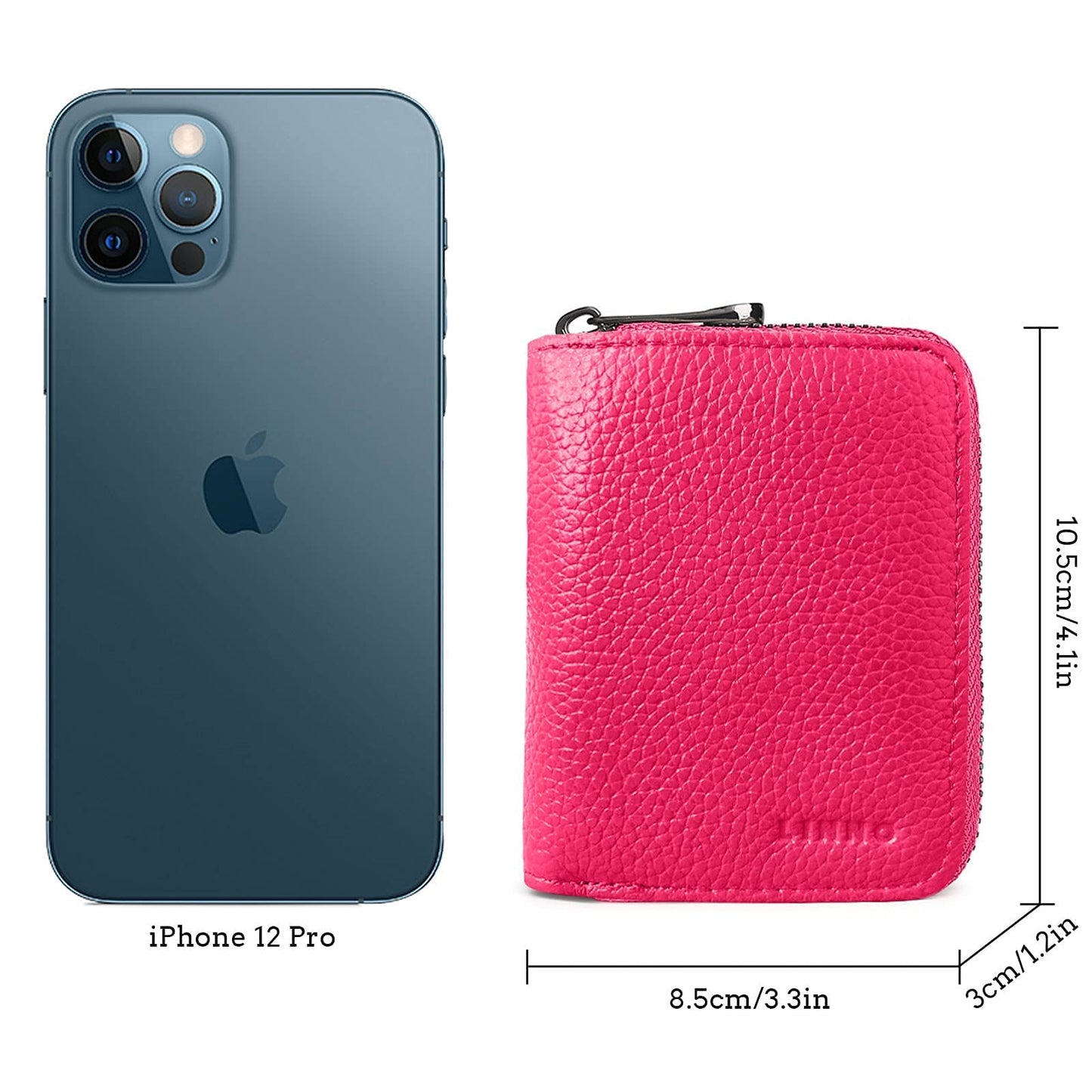 Linno RFID 20 Slots Credit Card Holder Genuine Leather Small Wallet for Women or Men with Zipper