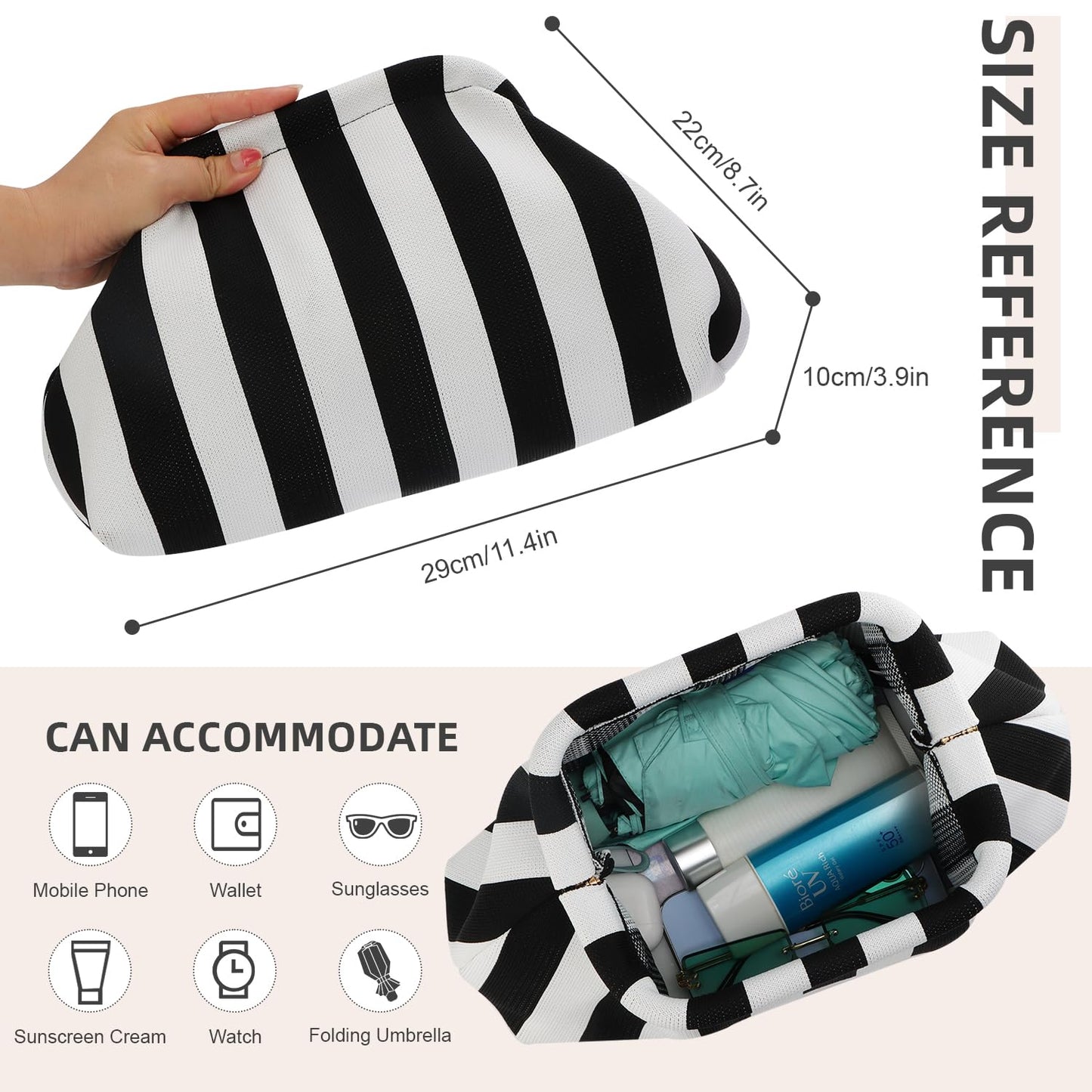 Oweisong Summer Woven Clutch Purse for Women 2025 Crochet Stripped Beach Bag Hot Pink Spring Purse Evening Handbag