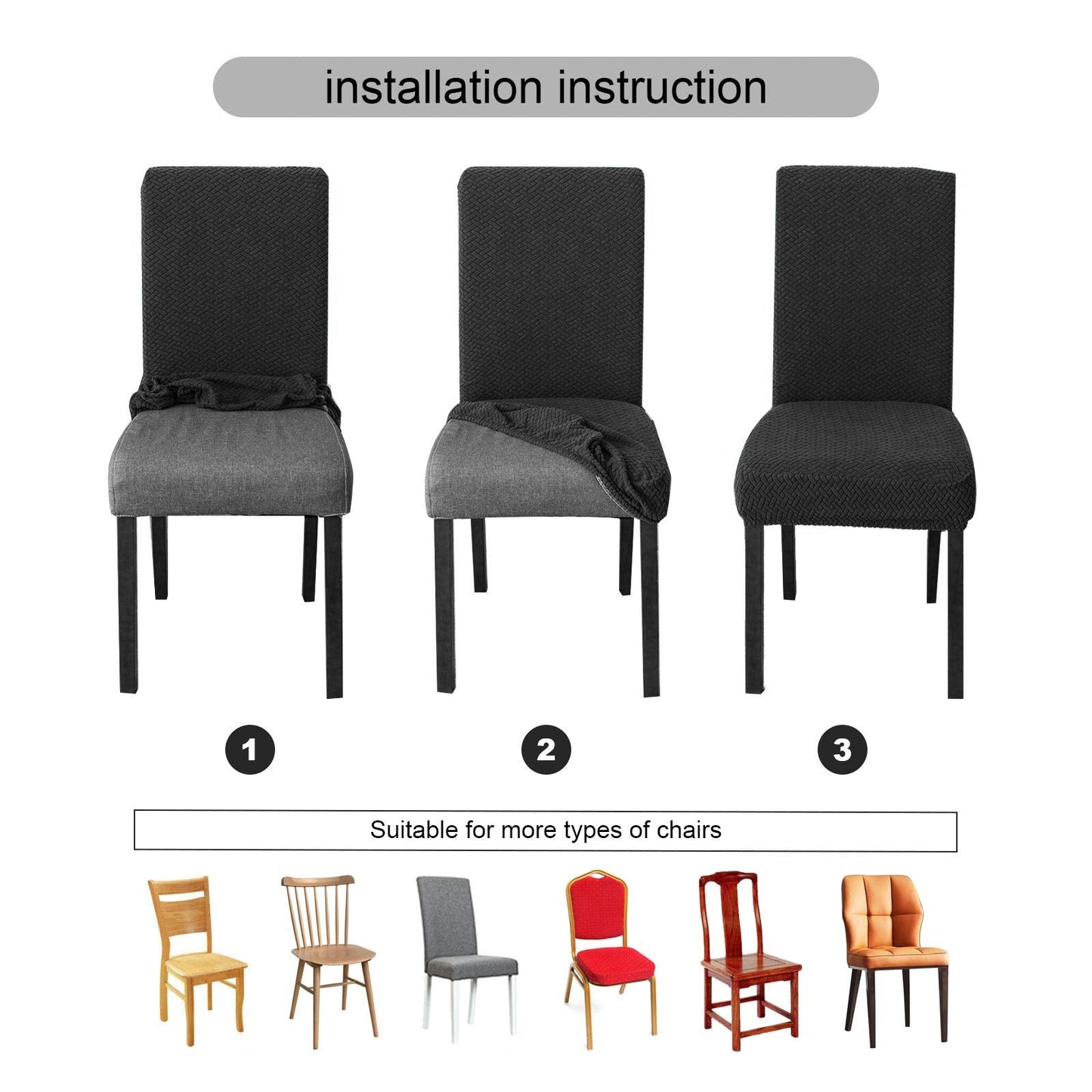 Genina Chair Covers for Dining Room Set of 4 - Stretch Slipcovers for Kitchen Parsons Chairs, Beige