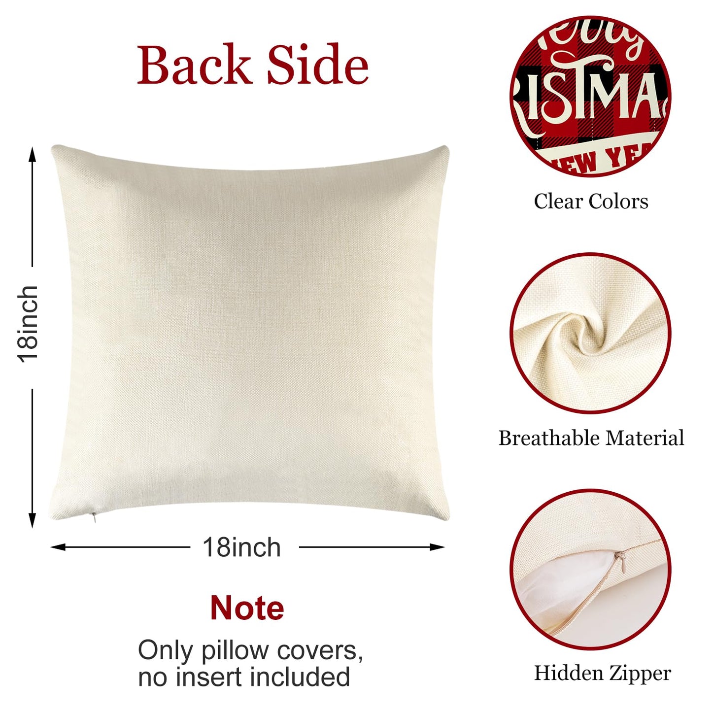 Christmas Pillow Covers 18x18 Set of 4 - Red Black Buffalo Check Plaid Decor - Indoor Outdoor Xmas Throw Pillow Cases for Sofa Couch