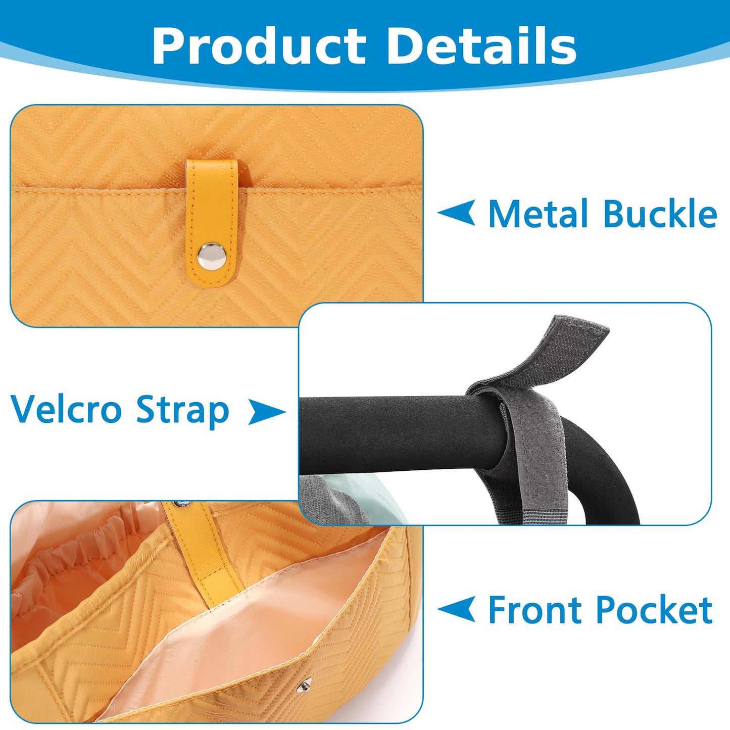 Accmor Universal Stroller Organizer, Stroller Bag Stroller Caddy Organizer, Stroller Accessories Fits for Uppababy, Baby Jogger, Nuna, Doona, Britax Strollers, Brown