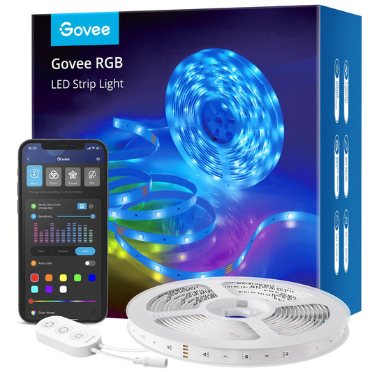 Govee Smart LED Strip Lights, 16.4ft WiFi LED Strip Lighting Work with Alexa and Google Assistant, 16 Million Colors with App Control and Music Sync LED Lights for Bedroom, Home Decor