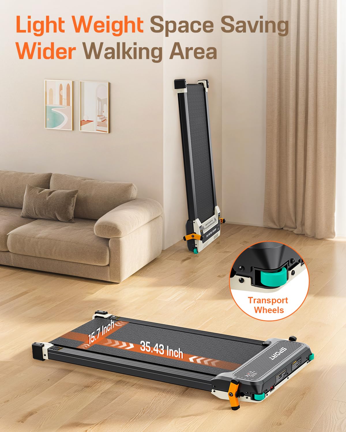 Akluer Walking Pad with Incline, Dual Sided Walking Pad with Foot Massage, 180° Revesrsible Available Use, Foot Massage Under Desk Treadmill for Office/Home