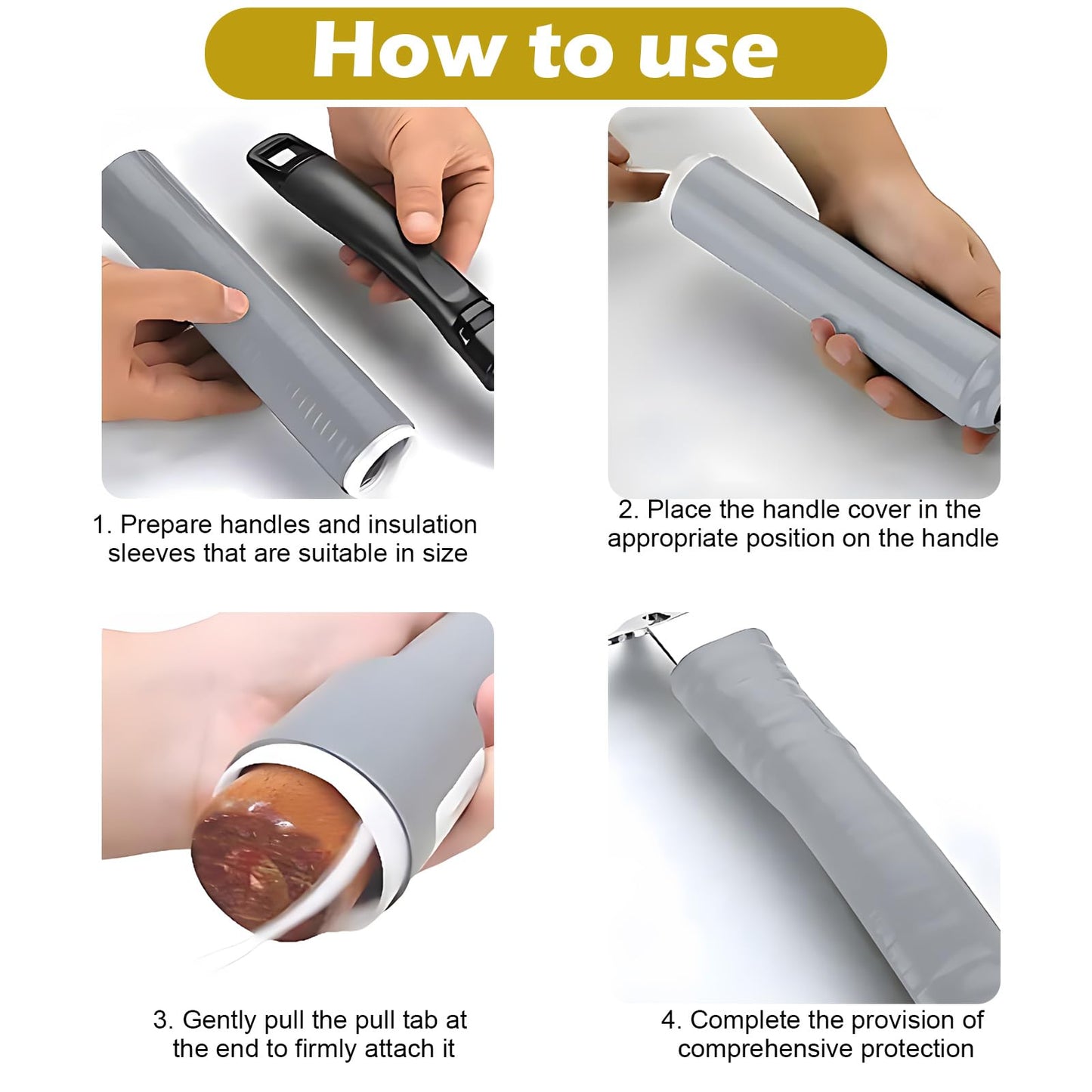 GoHere Silicone Pot Handle Cover Heat Resistant Fit Any Handles of Wok and Cookware Non-Slip Cast Iron Skillet Pan Handle Sleeve Suit for Pots and Pans Set (2, Large)