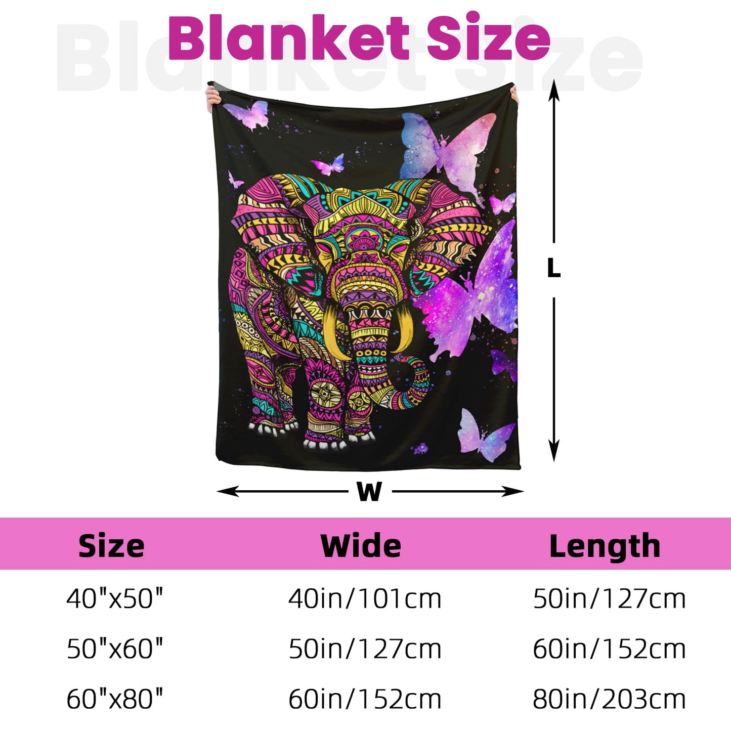 Vencede Elephant Blanket Adult Elephant Throw Blankets for Women Elephant Gifts for Women Girls Baby Kids Soft Elephant Blankets Fuzzy Elephant Blanket Used for Sofa, Couch Chair, Bed（40"x50"）