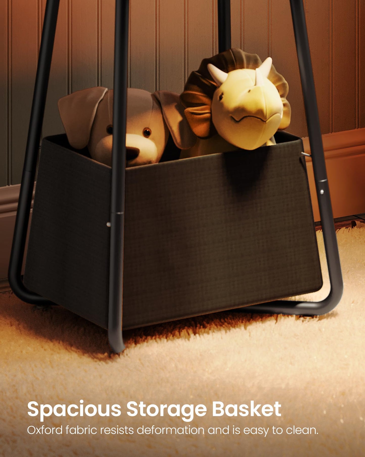 CHOEZON Small Side Table, Nightstand with Detachable Oxford Fabric Basket, Bedside Table, for Small Spaces, End Table, for Nursery, Living Room, Bedroom, Rustic Brown TBZ13BF