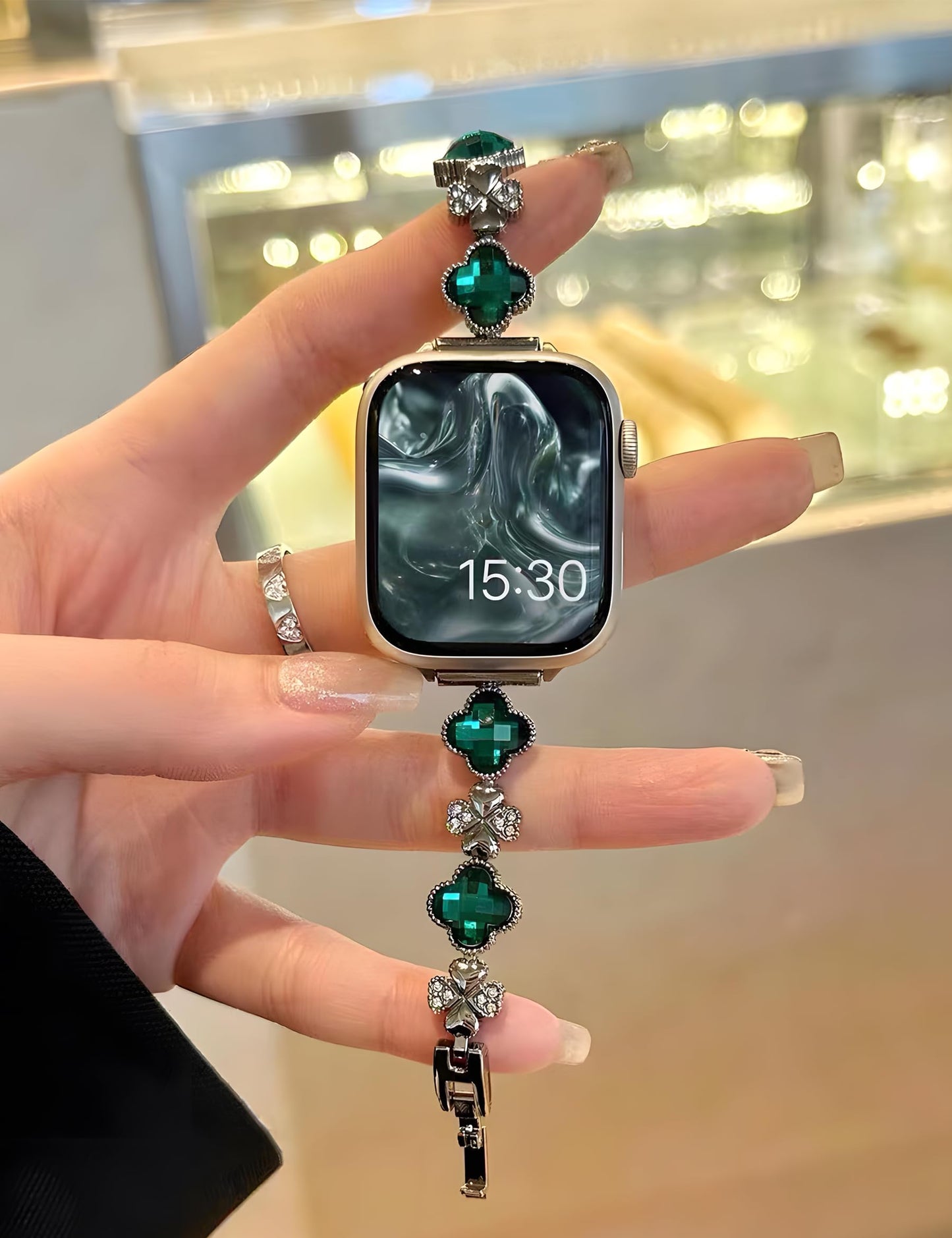 QWEFJ Diamond Bling Watch Band Compatible with Apple,for Watch Band 38mm 40mm 41mm 42mm 44mm 45mm, Women Luxury Metal Bracelet with Rhinestone Bumper for iWatch Series 9/8/7/SE/6/5/4/3/2/1