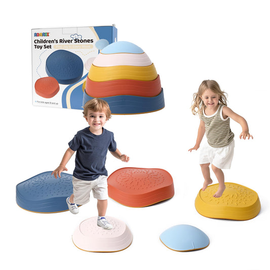 Balance Stepping Stones for Kids - 5pcs Vibrant and Nature-Themed Sensory Toys to Encourage Toddlers Balance & Gross Motor Skills for Indoor and Outdoor Play