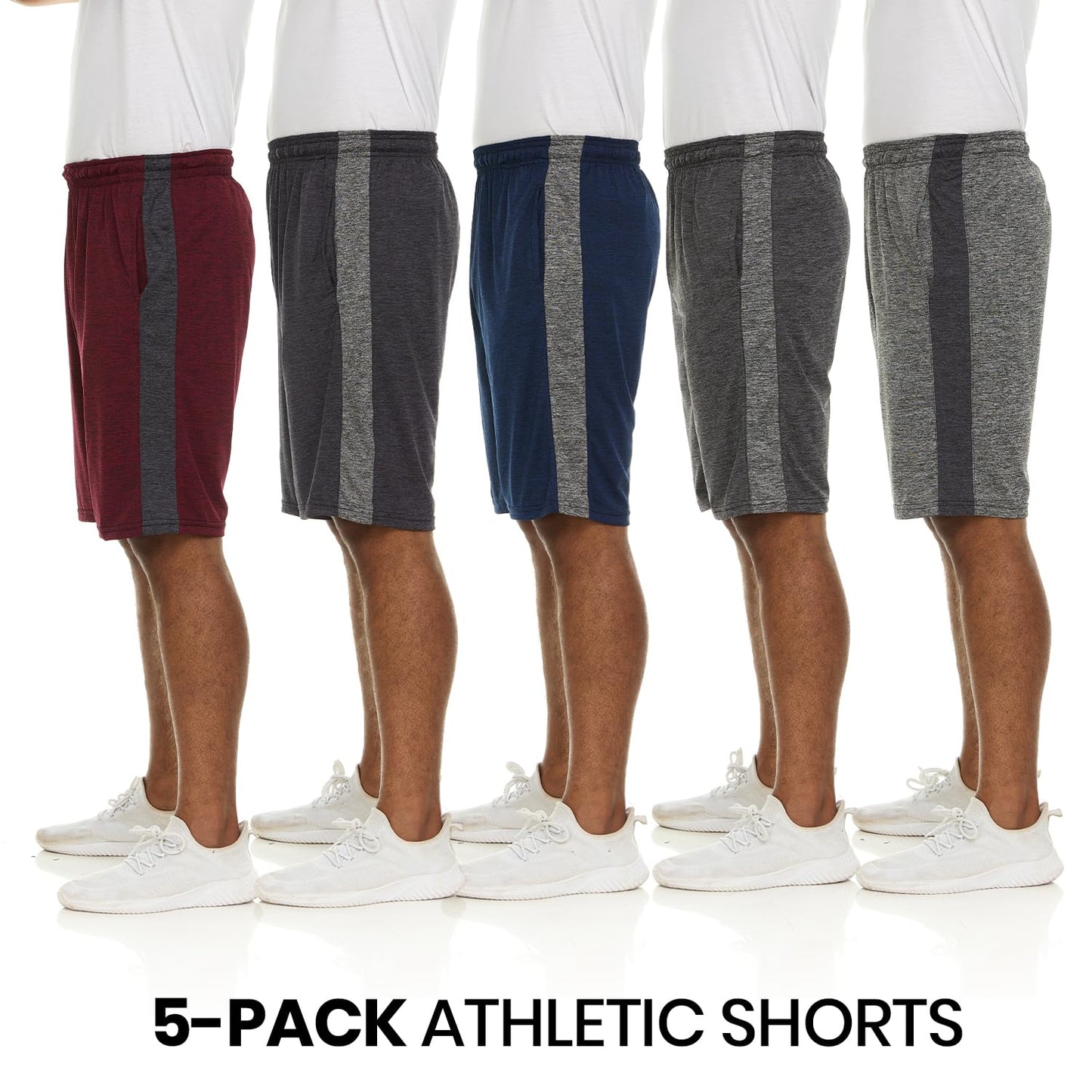 Athletic Shorts for Men - 5 Pack Men's Activewear with Pockets, Quick Dry Basketball Shorts - Sports Shorts for Workout, Gym, Running