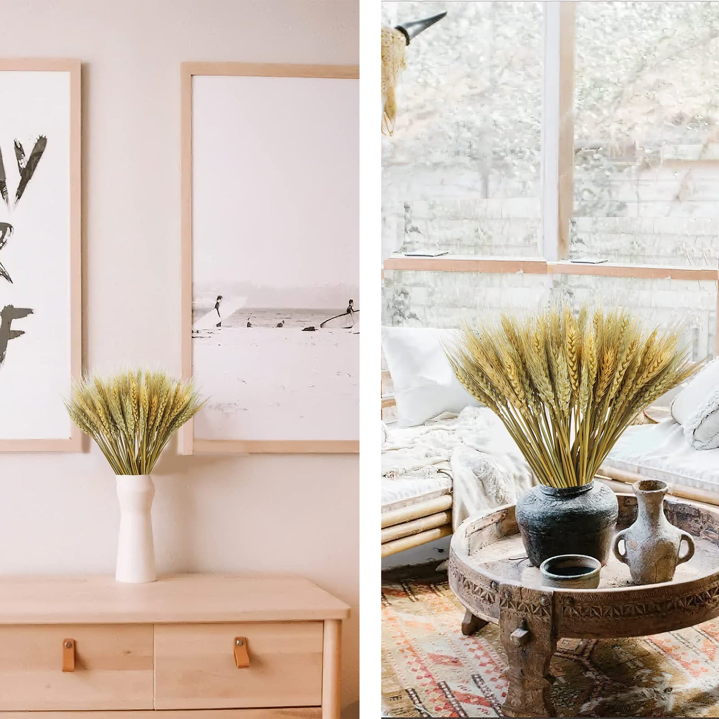 CISDUEO 100 Pcs Dried Wheat Stalks Bundle Grass Natural Dried Wheat Sheaves Stems Dried Flowers Arrangement Bouquet for Wedding Party Table Centerpiece Fall Harvest Wreath Boho Decor Farmhouse DIY