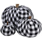 Package of 3 Assorted Burlap Pumpkins Fabric Pumpkins Buffalo Plaid Pumpkins Gingham Fabric Pumpkins Fall Thanksgiving Halloween Seasonal Holiday Farmhouse Tabletop Decoration