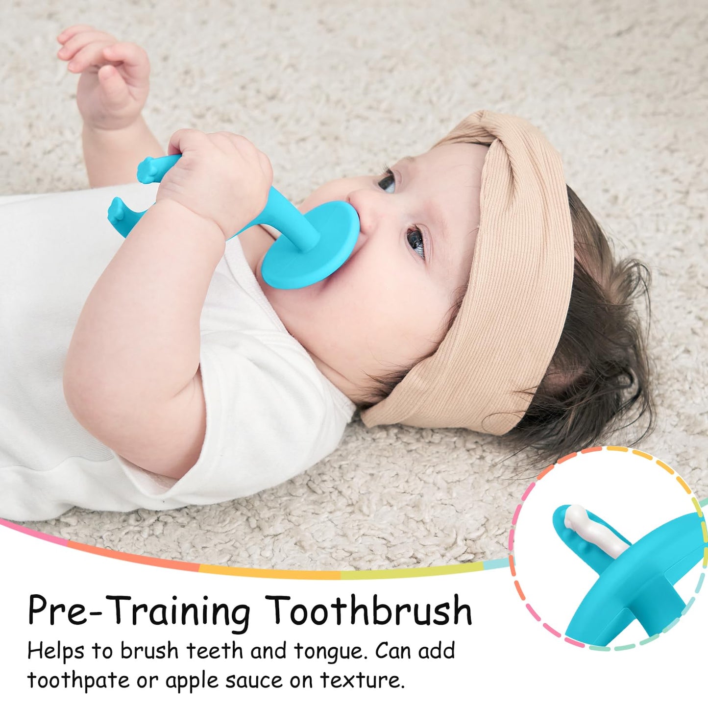 Baby Teething Toys for Babies 3-12 Months with Attachment to Clip, Mombella Elephant Baby Teether Toys 6 Month Old, Soft Silicone Infant Chew Toy 9 Months Teething Relief, Ideal Newborn Gifts, Blue