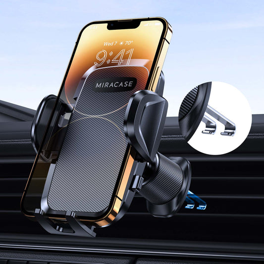 Miracase Phone Holders for Your Car with Metal Hook Clip, Air Vent Cell Phone Stand Car Mount, Universal Automobile Cradle Fit for iPhone Android and All Smartphones, Dark Black