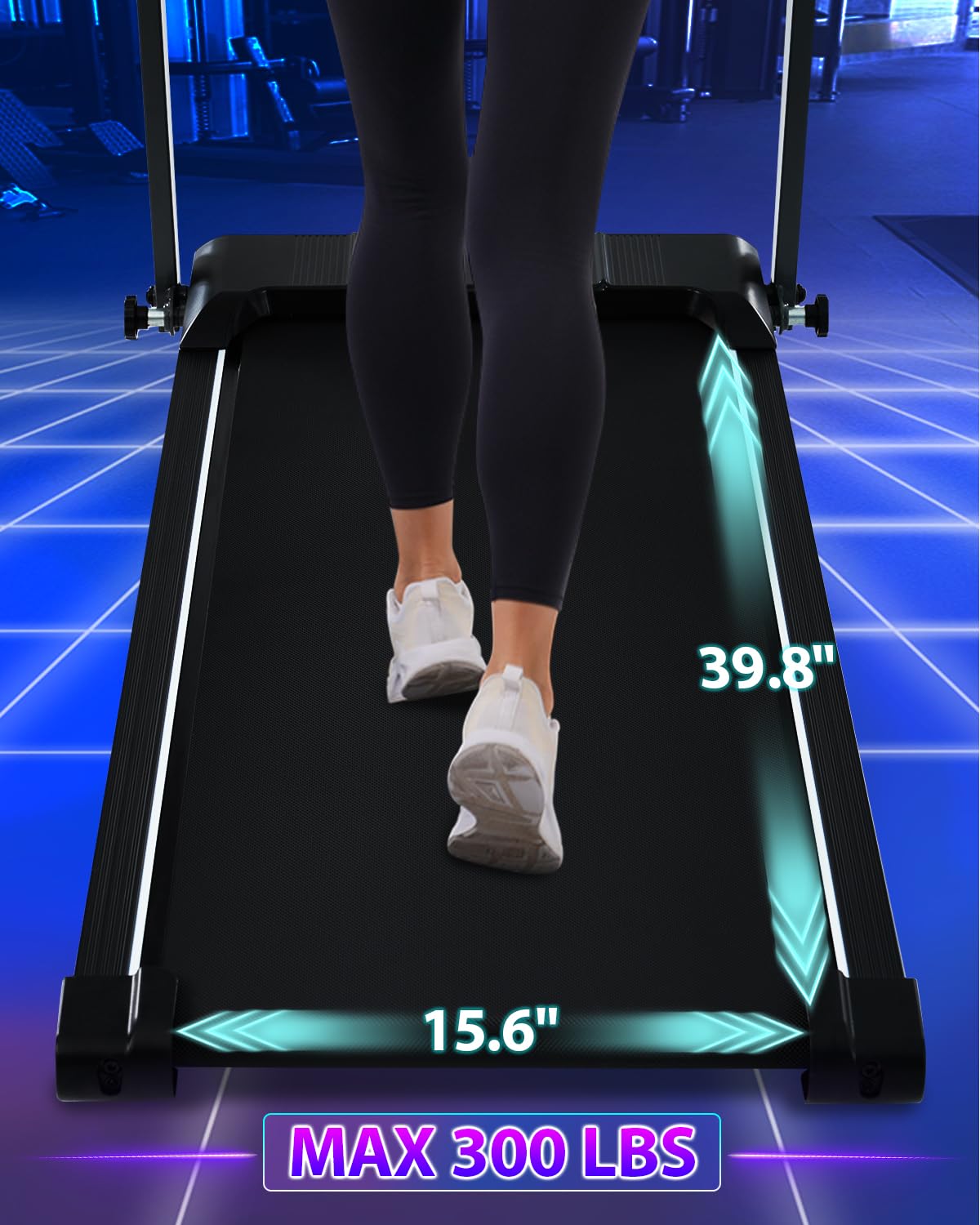 Merax Treadmills, 2.5HP Incline Foldable Treadmill for Home Office, 300 LBS Capacity Electric Walking Running Machine with 15.6" Wide Belt, Walking Pad Treadmill with Handle Bar