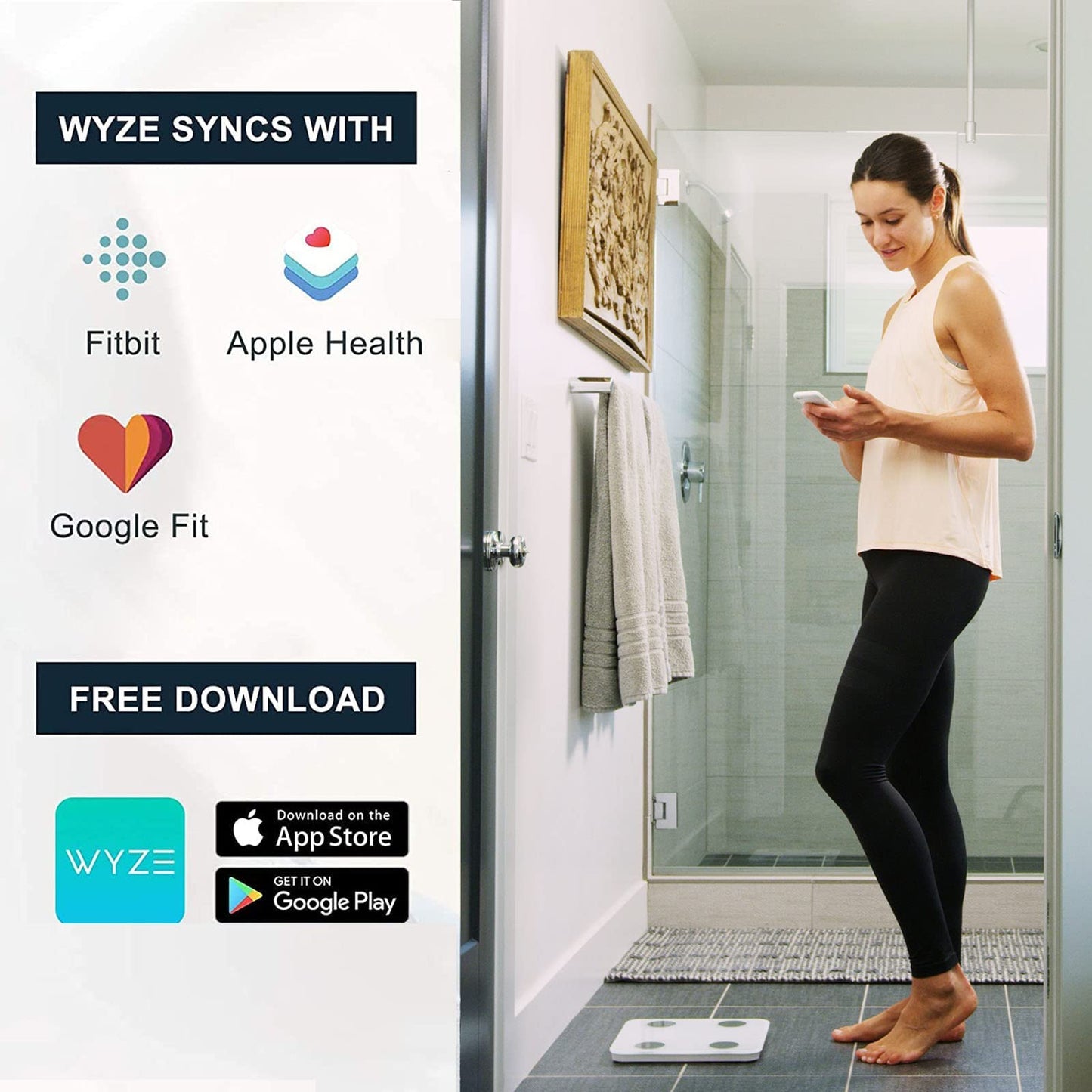 Wyze Scale S, Scale for Body Weight, FSA HSA Eligible, Digital Bathroom Scale for Body Fat, BMI, Muscle, Heart Rate, Body Composition Analyzer with App, Batteries Included, Bluetooth, 400 lb, White