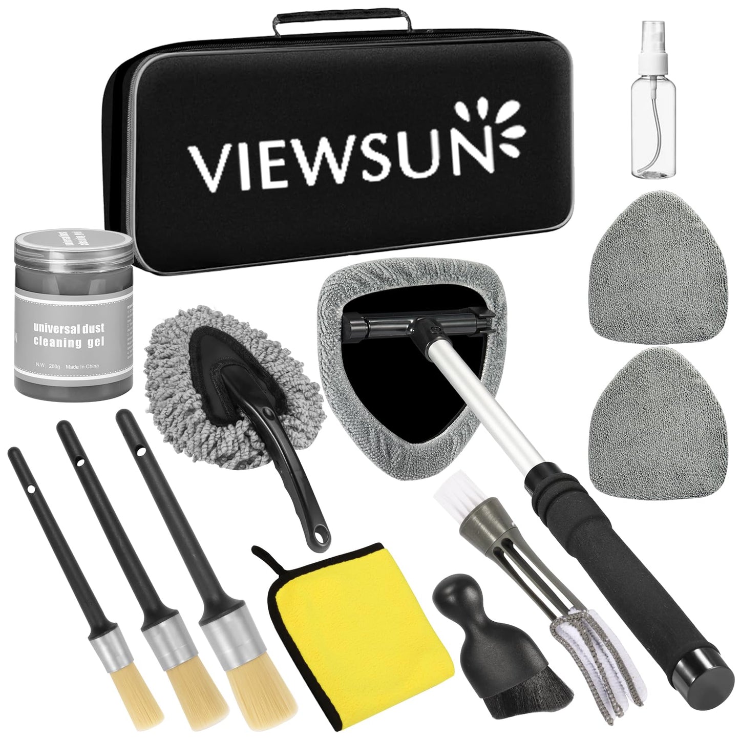 Viewsun Windshield Cleaner Tool, 13Pcs Car Interior Cleaning Kit, Car Detailing Kit Interior Cleaner, Car Detailing Brushes, Car Cleaning Gel, Inside Cleaning Supplies Accessories for Women Men