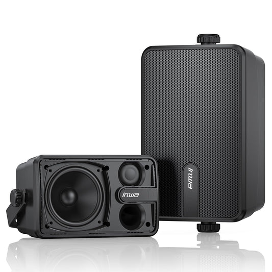 Inwa Outdoor Bluetooth Speakers, Active Passive Wall Mount Speaker, Waterproof Wireless Indoor/Outdoor Stereo Sound System w/Aux in, Suitable for Patio/Porch/Gazebo/Garage(MZ-650, Pair)