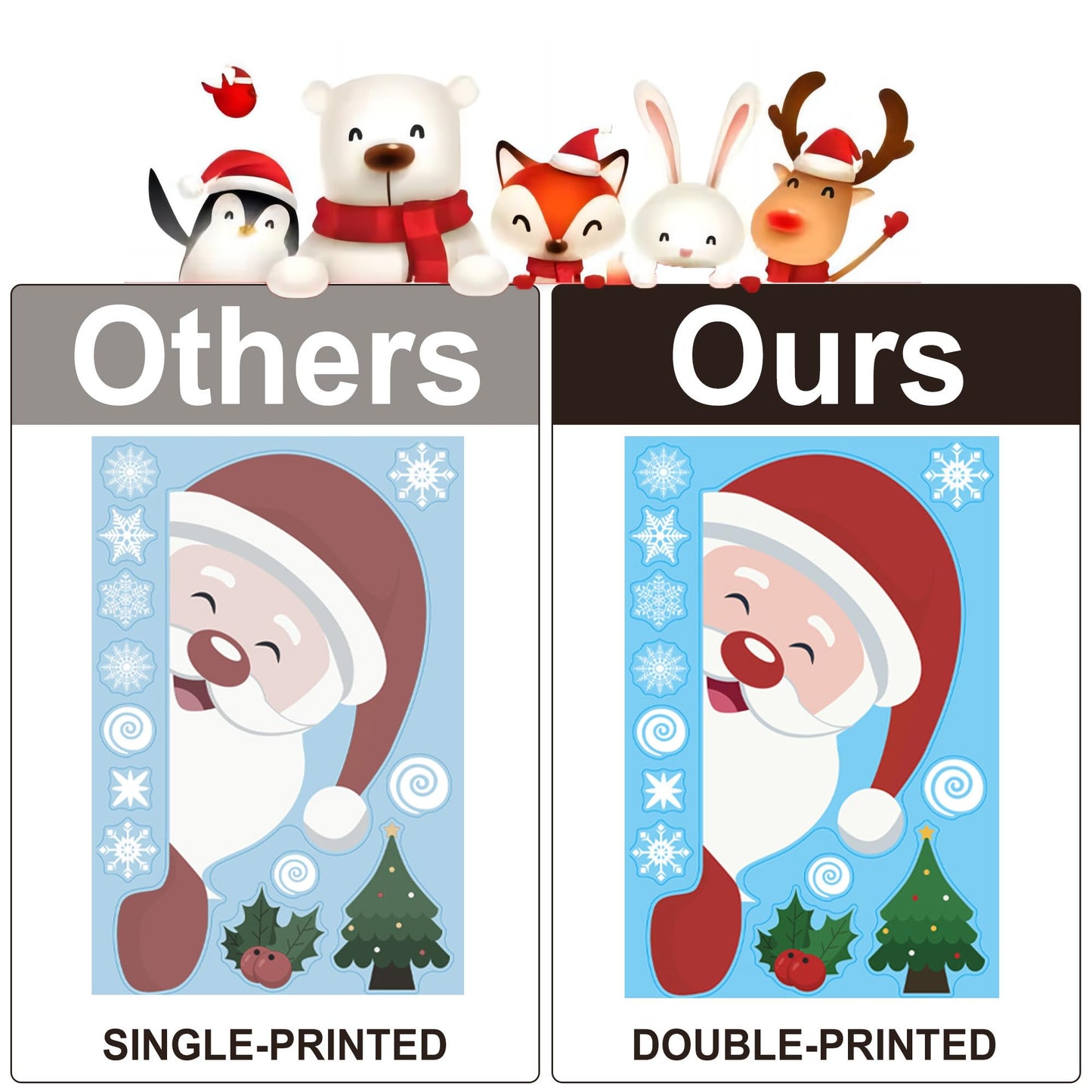 Christmas Window Clings Double Sided Christmas Window Clings Christmas Window Decorations Winter Decorations Window Snowflakes Decal Xmas Decorations for Glass Windows Home School Office