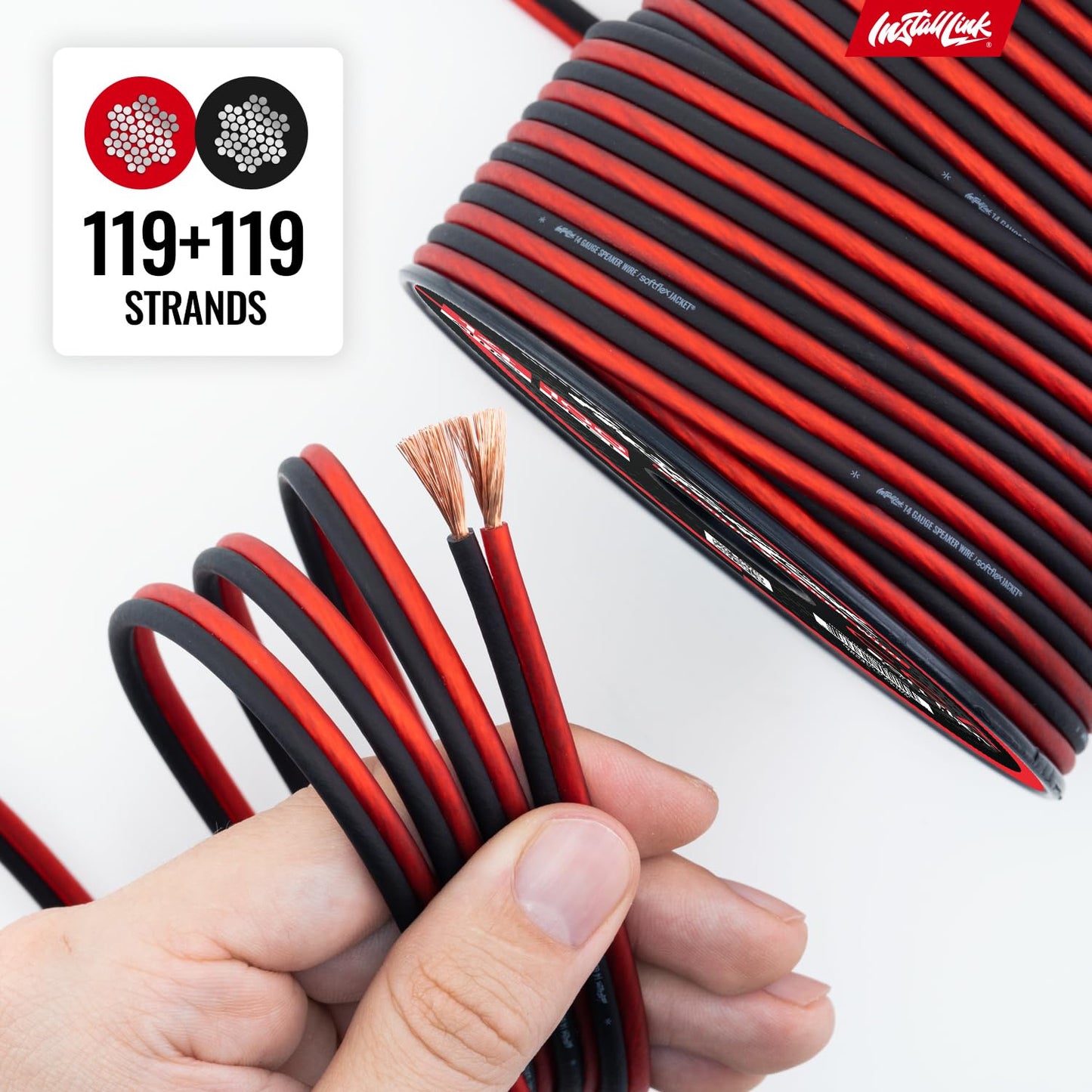 Install Link 14 Gauge Speaker Wire (Speaker Cable) for Car, Home or RV Audio Cable, 100ft, CCA