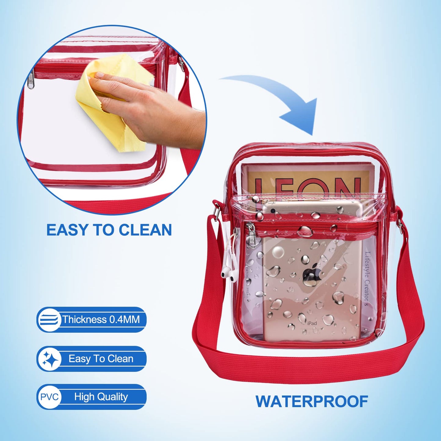 USPECLARE Clear Purse for Stadium Events Clear Messenger Bag for Men and Women