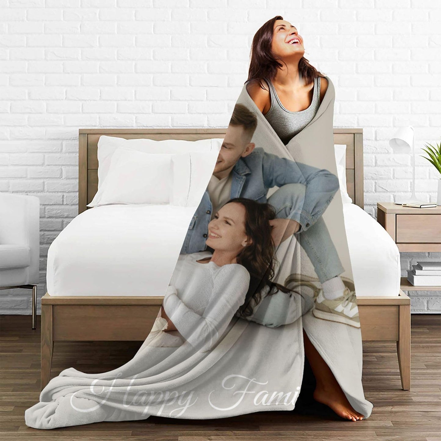 TIOOI Custom Blanket with Photos Printed in USA Personalized Text Customized Blanket for Valentine's Day Gift for Father Mother's Day Christmas