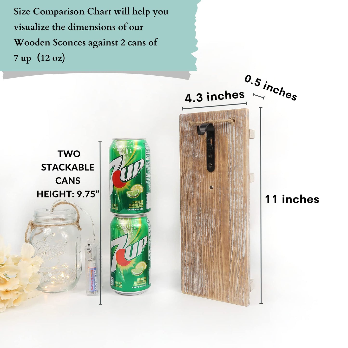 Besuerte Mason Jar Wall Sconces Set of Two, Wall Deco Cute Wall Decor with LED Fairy Lights, Art for Living Room Modern Decorations, House Decor, Rustic Brown