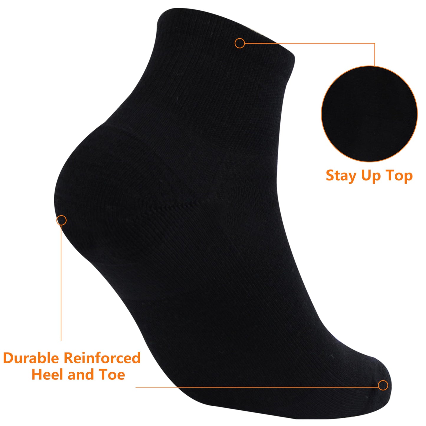 RTZAT 90% Merino Wool Ankle Men's Women's Athletic Business Casual Running Moisture Wicking Everyday Thin Wool Socks, Large, Black, 3 Pairs
