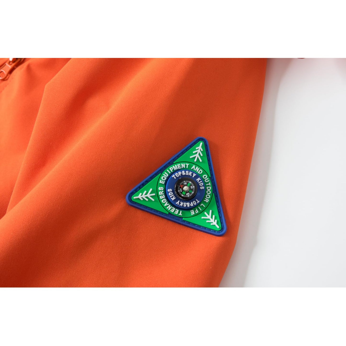 IjnUhb Kids Rain Jacket Waterproof Raincoat with Removable Hood for Boys Girls Orange 3/4