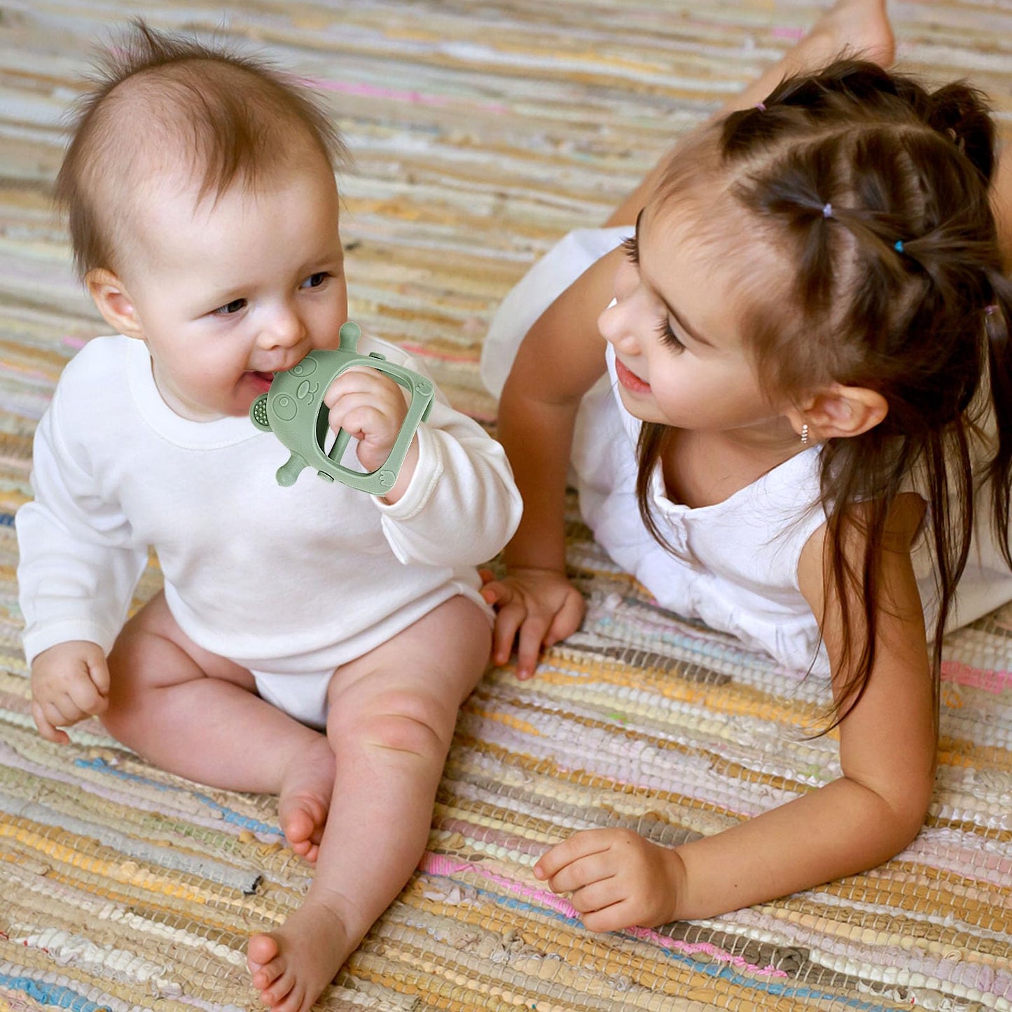 Eascrozn Baby Teething Toys for Infants 3+ Months Set of 3, Easy to Hold Silicone Teething Mitten with Soft Textures for Sensory Exploration and Teething Pain Relief, Baby Chew Toys for Sucking Needs