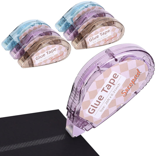 Scrapbook Tape, 4 Pack Double Sided Tape Roller for Crafts, Adhesive Glue Runner Scrapbooking Supplies Journaling School Office Teacher Supplies for Kids and Adults, 0.3IN x 26FT