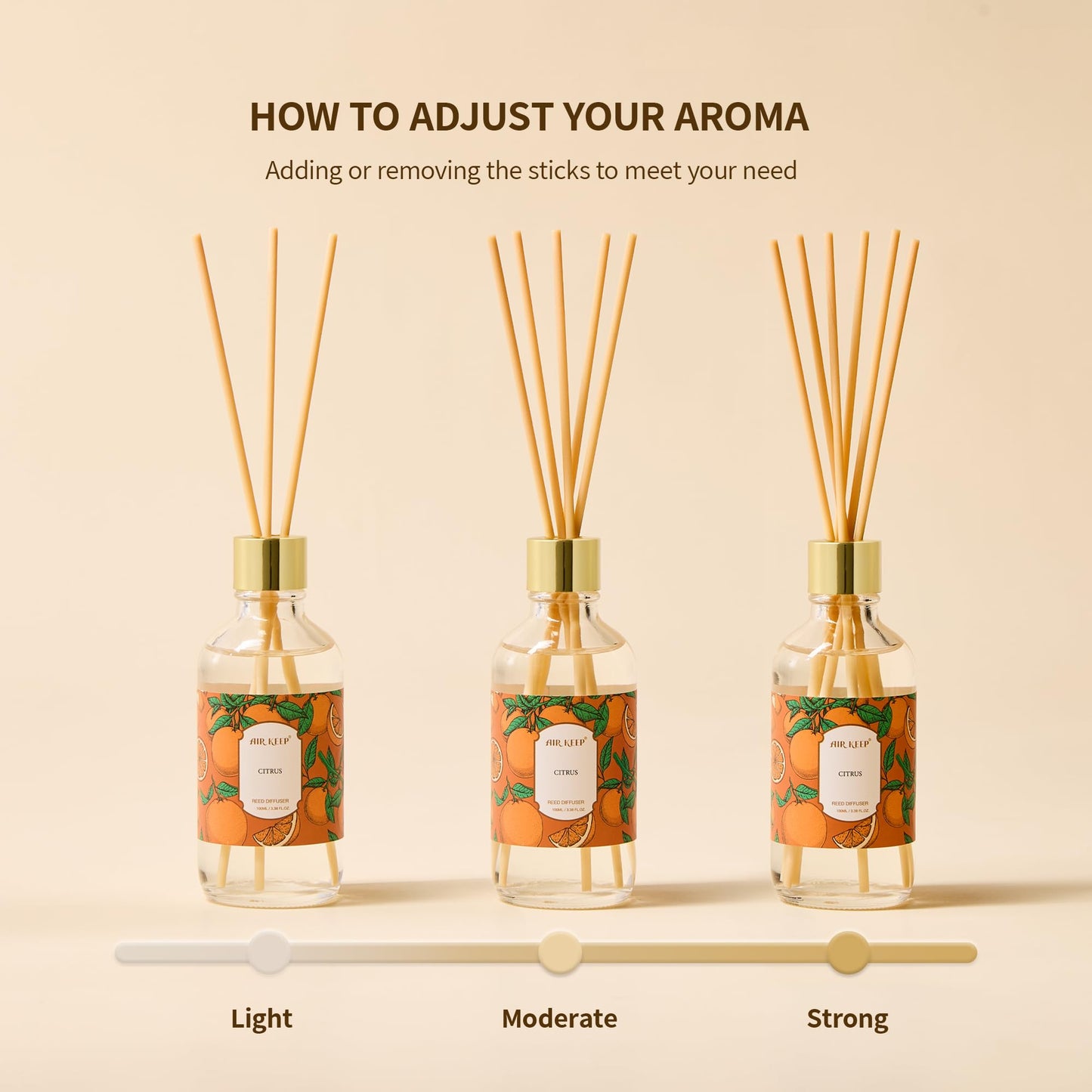Airkeep Reed Diffuser Oil Set with Reed Sticks,Rose Aromatherapy Oil Scent Diffuser for Home Office Bathroom Decoration Perfume and Gifts 200ml/6.76 oz
