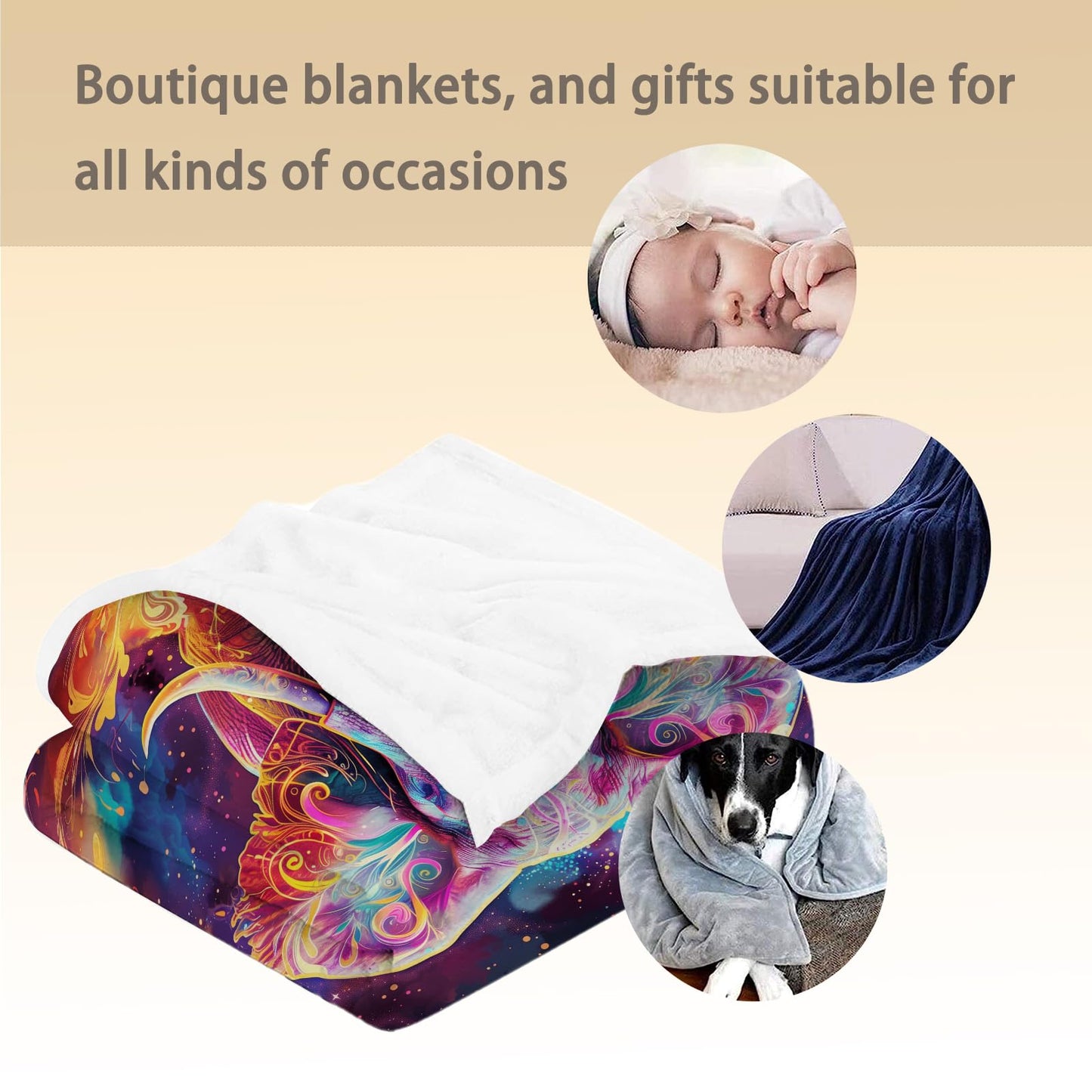 Ti Caldi Beautiful Elephant Blanket - Soft, Lightweight Flannel, Fuzzy and Fluffy Throw Blankets, Perfect for Couch, Bed, Travel, Outdoor - Cozy Home Decor, for Adults Kids Women Girls 60×50 in