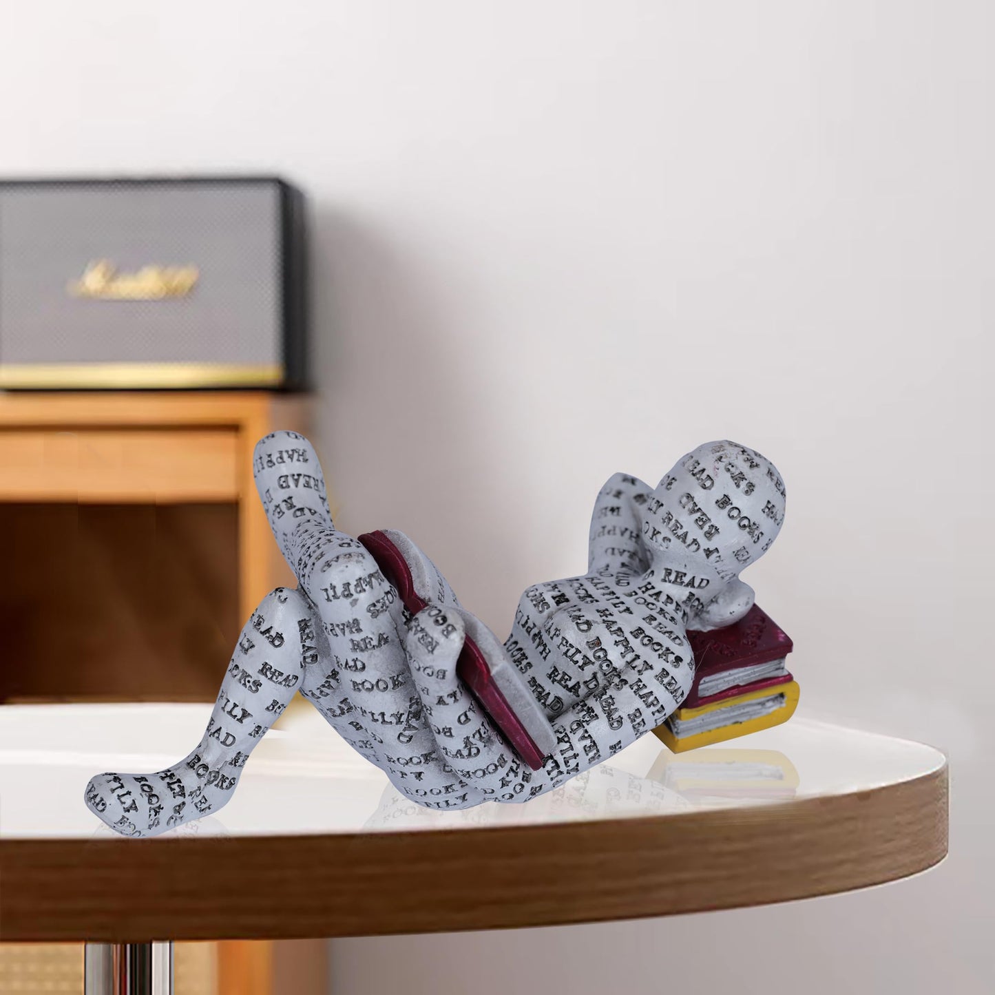 Reading Women Figurine Home Decor Gold Thinker Statue Nordic Modern Abstract Art Sculpture Resin Figurines for Living Room Desk Table Bookshelf Shelf Office Desktop Decoration (Style 9)