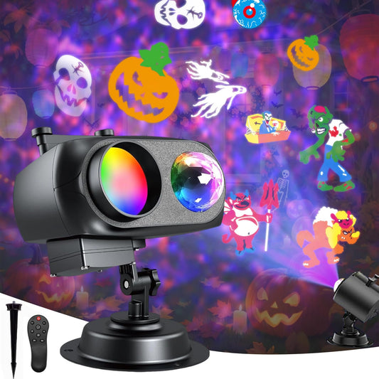 Holiday Halloween Christmas Projector Lights Outdoor, IP65 Waterproof LED Outdoor Water Wave Lights Projector, Landscape Decoration Lamp for Outdoor Indoor Party Garage Halloween Christmas Decorations