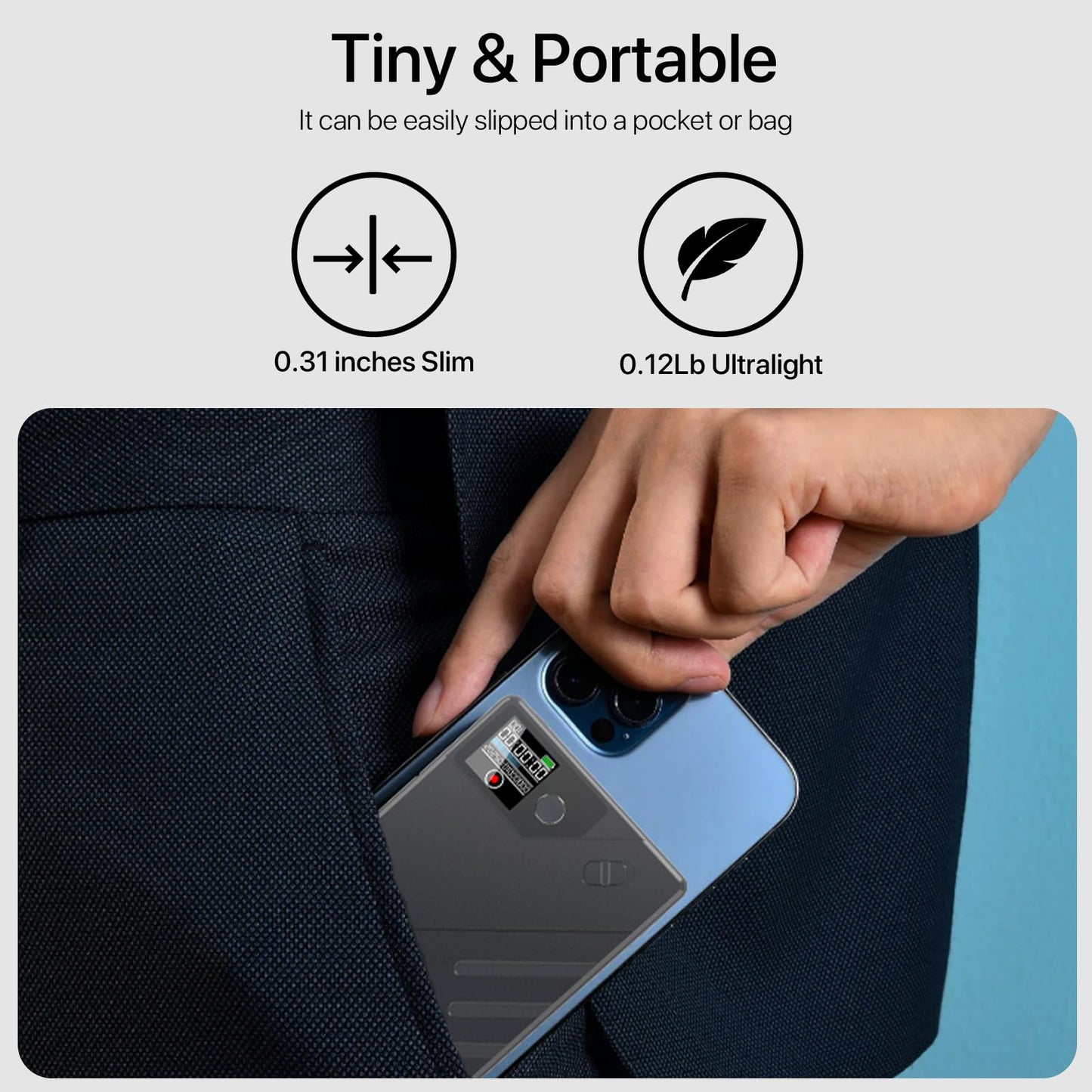 AI Voice Recorder, App Control, Transcribe & Summarize by ChatGPT, Support 112 Languages, 60H Recording, 64GB Memory, Digital Audio Recorder for Lectures, Meetings, Calls