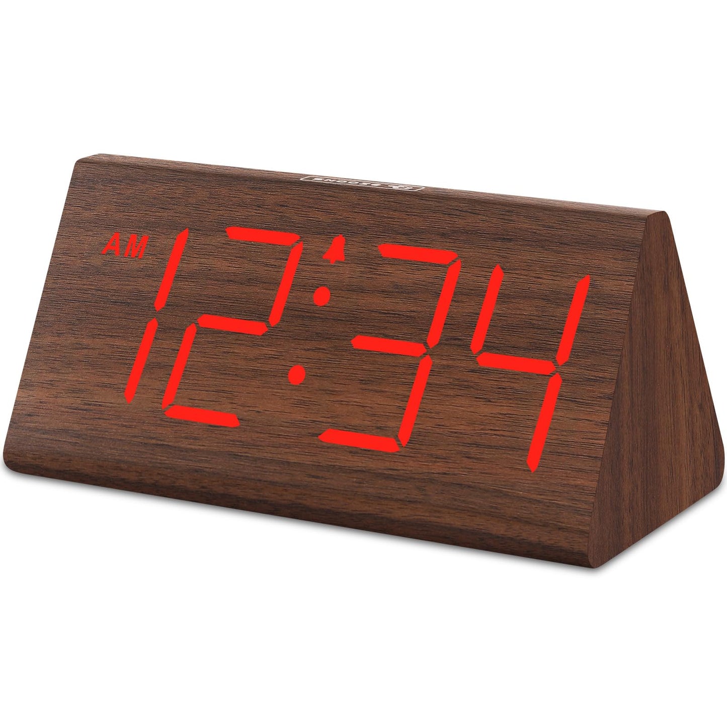 DreamSky Wooden Digital Alarm Clocks for Bedrooms - Electric Desk Clock with Large Numbers, USB Port, Loud Alarm for Heavy Sleepers, Adjustable Volume, Dimmer, Snooze, DST, Wood Décor, Adapter Powered