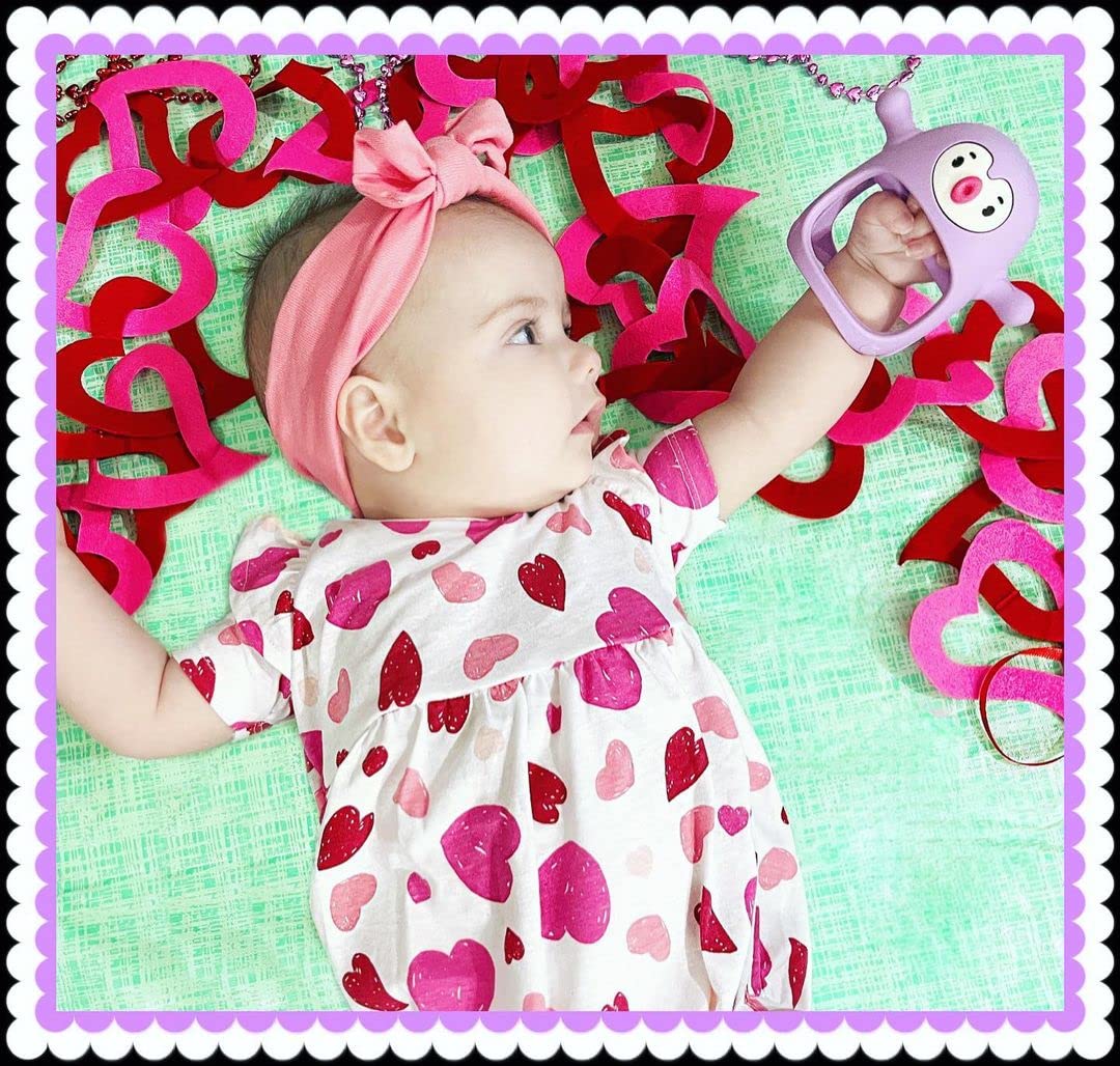Smily Mia Smily Mia Penguin Teethers, Silicone TeethingToys for Babies 0-6Months, Baby Teethers for 3-6Months, Hand Teether for Infants, Pacifiers for New Born,Light Purple