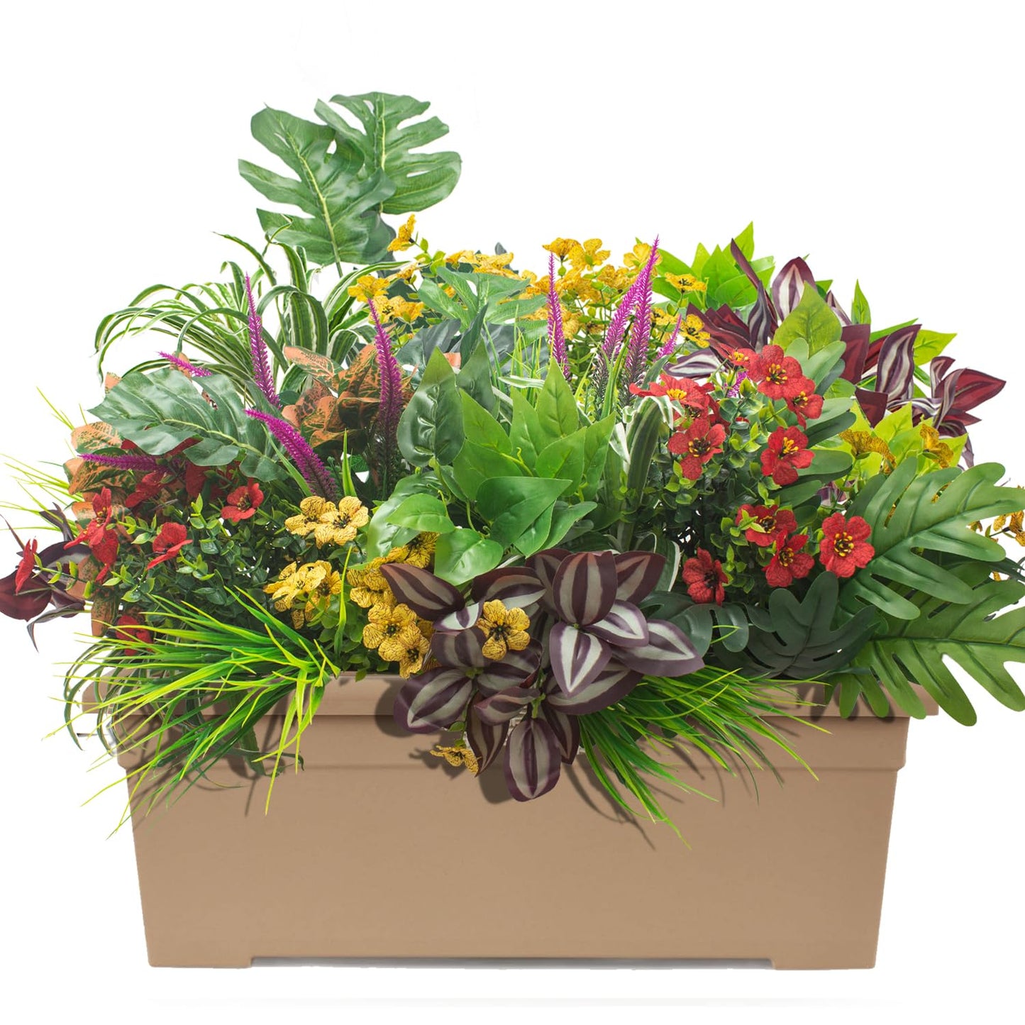 20PCS Fake Flowers UV Resistant Artificial Plants & Faux Shrubs - Outdoor Plastic Greenery Stems for Garden Porch, Window Box Planter, Home Decor(Pot Not Included)