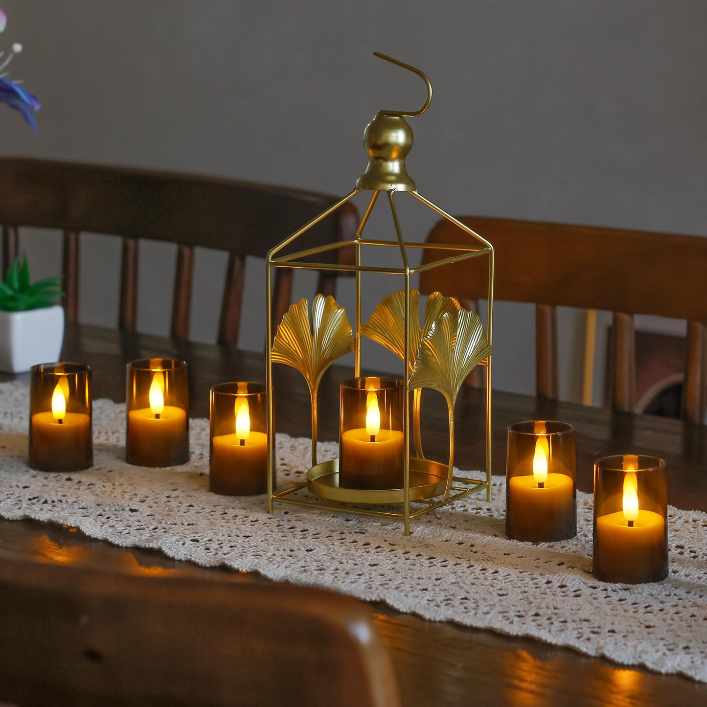 Wroxipel Rechargeable Acrylic Flameless Votive Candles with Timer & Remote Control, 1.7" x2.5" Flickering LED Warm Glow Tealight for Home, Wedding, Holiday Decor (Set of 6, Grey)