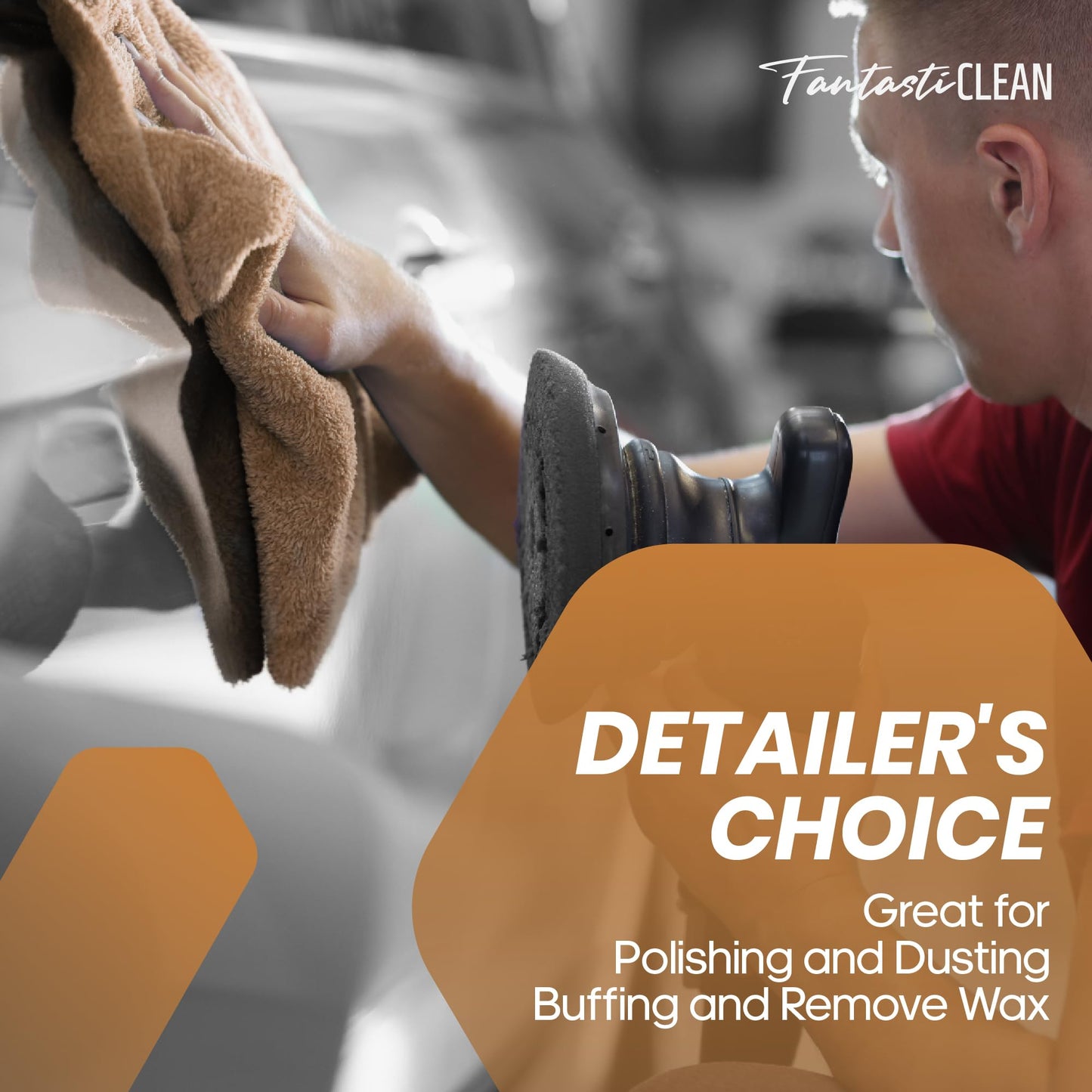 Fantasticlean Microfiber Towels for Cars, Tear Away Car Detailing Cloth Roll, RV Boat Drying Polishing, Edgeless Plush, Coral Fleece, Ultra Absorbent, Scratch-Free, 14" x 14", 20 Pack (Tan)