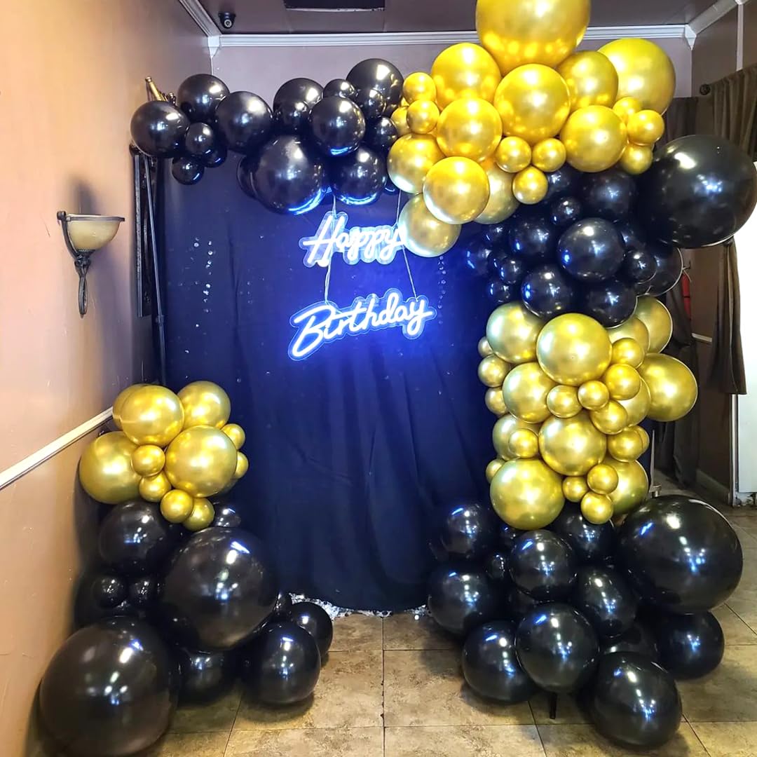 Black and Metallic Gold Balloons, 50PCS 12 Inch Black and Gold Confetti Balloon Party Decorations for Birthday,Graduation,New Years,Wedding,Engagement Party Decorations