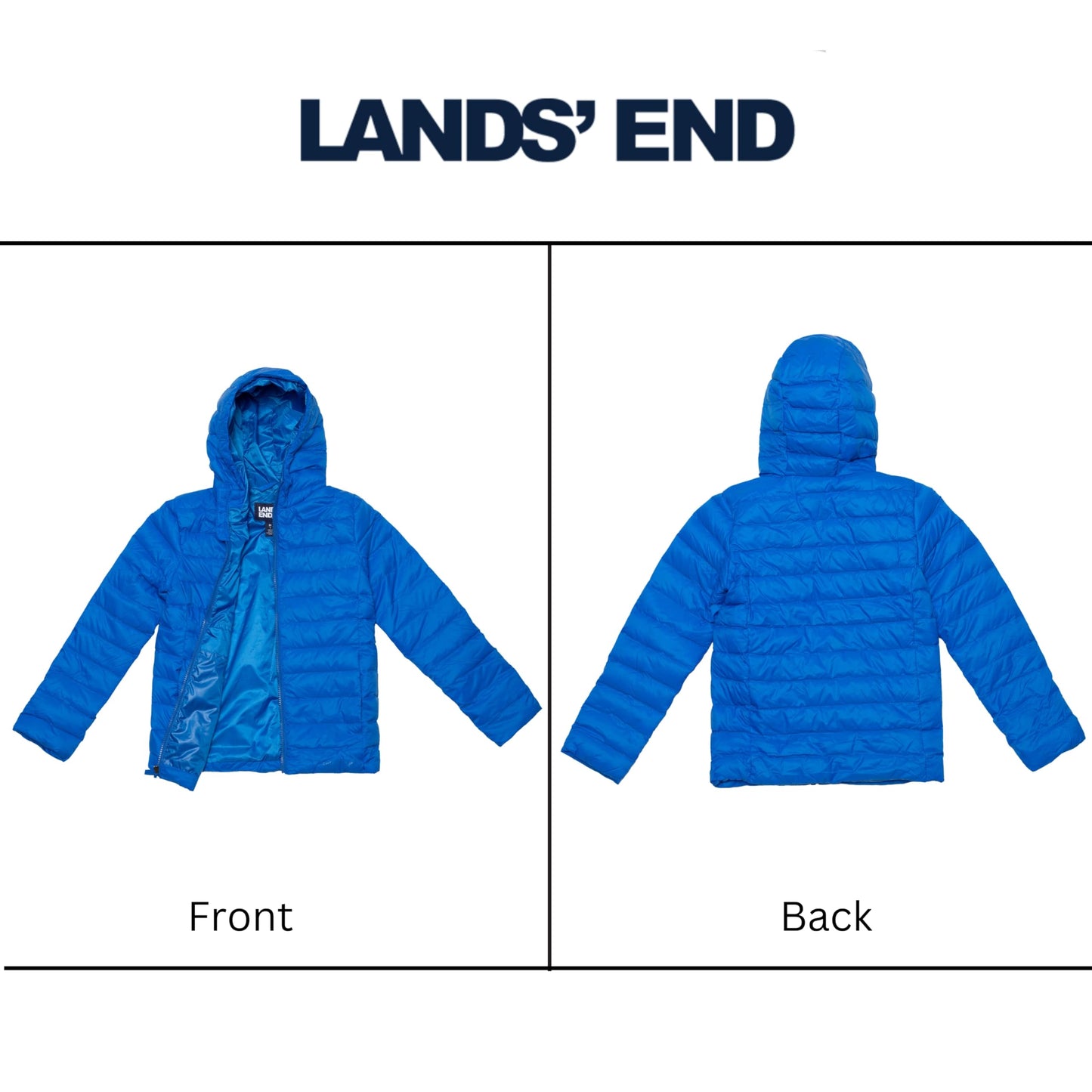 Lands' End Kids Packable Hooded Down Puffer Jacket Coat, Nautical Blue, XX-Small