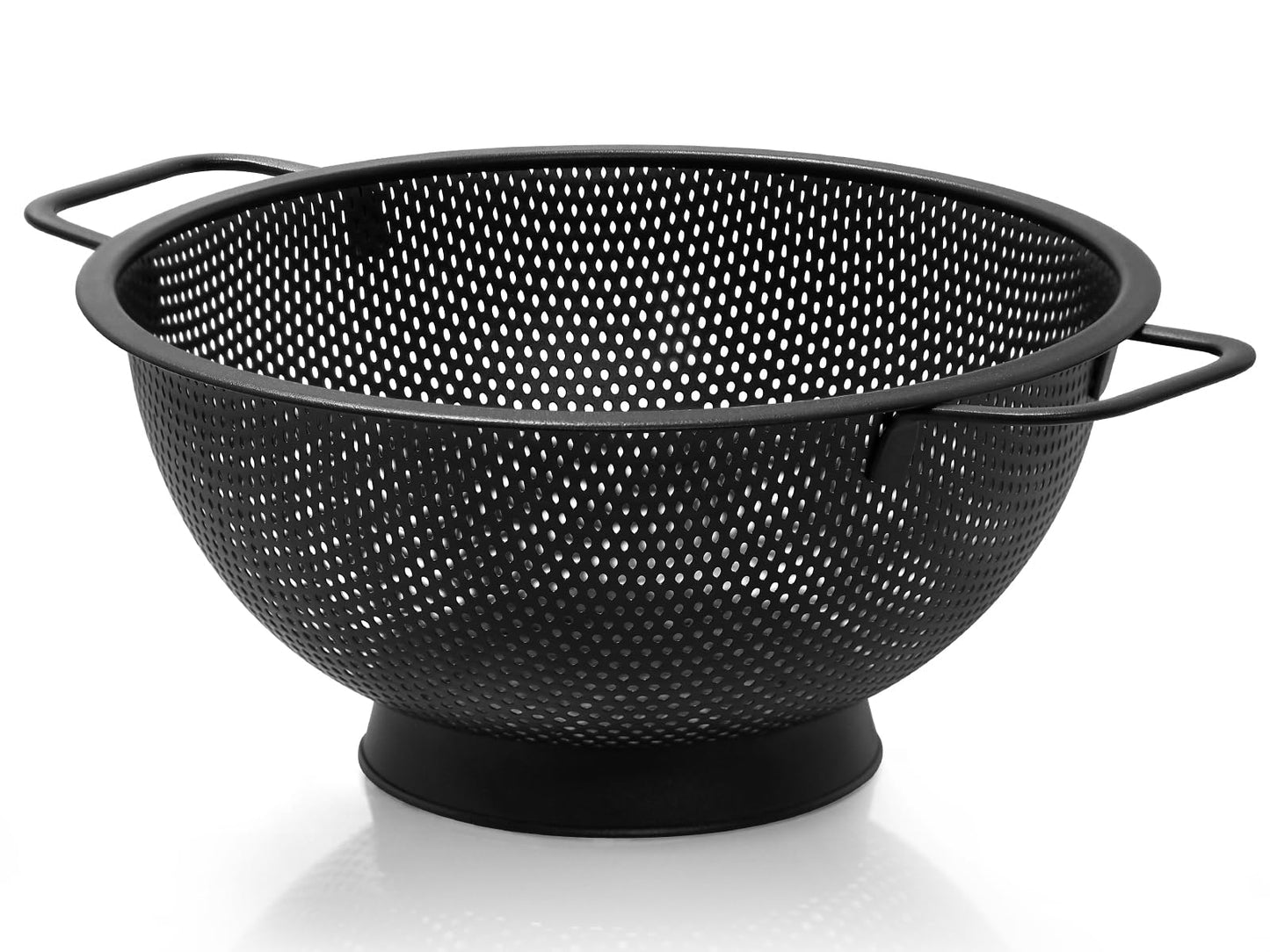 Black Colander for Kitchen, 3QT, Stainless Steel Pasta Strainer with Handle, Pasta Strainer for Fruits Vegetables Cooking Food, Dishwasher Safe