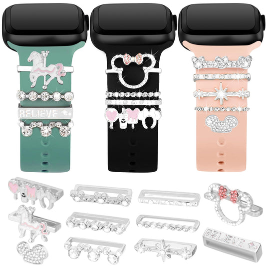 Orehymbe Watch Band Charms, Upgrade Your Watch Strap with Stylish Decorative Rings Loops Compatible with Apple Watch Bands 45mm 44mm 42mm 41mm 40mm, Cute Watch Accessories for iWatch Series 8 7 6 5 4