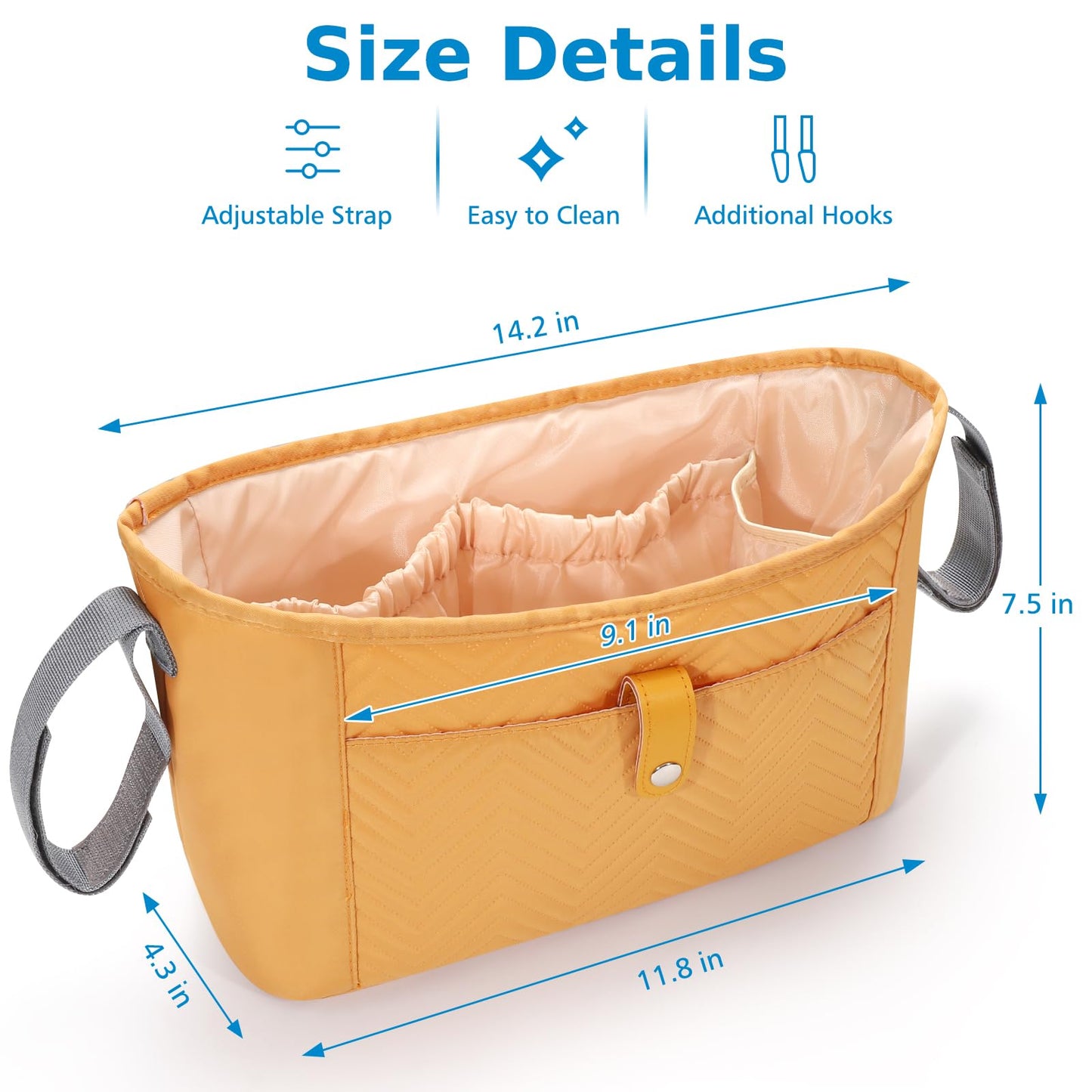 Accmor Universal Stroller Organizer, Stroller Bag Stroller Caddy Organizer, Stroller Accessories Fits for Uppababy, Baby Jogger, Nuna, Doona, Britax Strollers, Brown